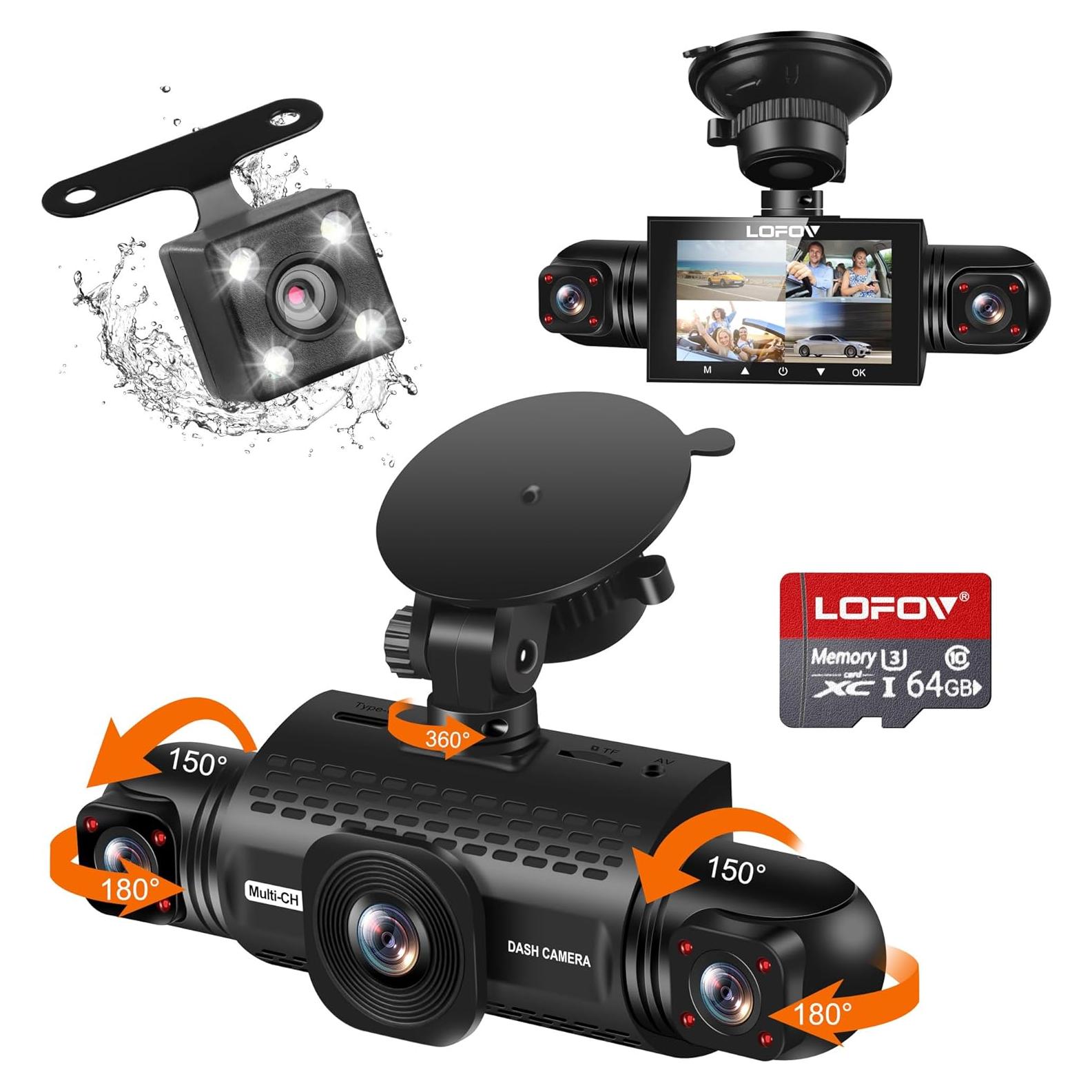 Cámara Dash 360° LOFOV 4 Canales FHD 1080P con 64GB