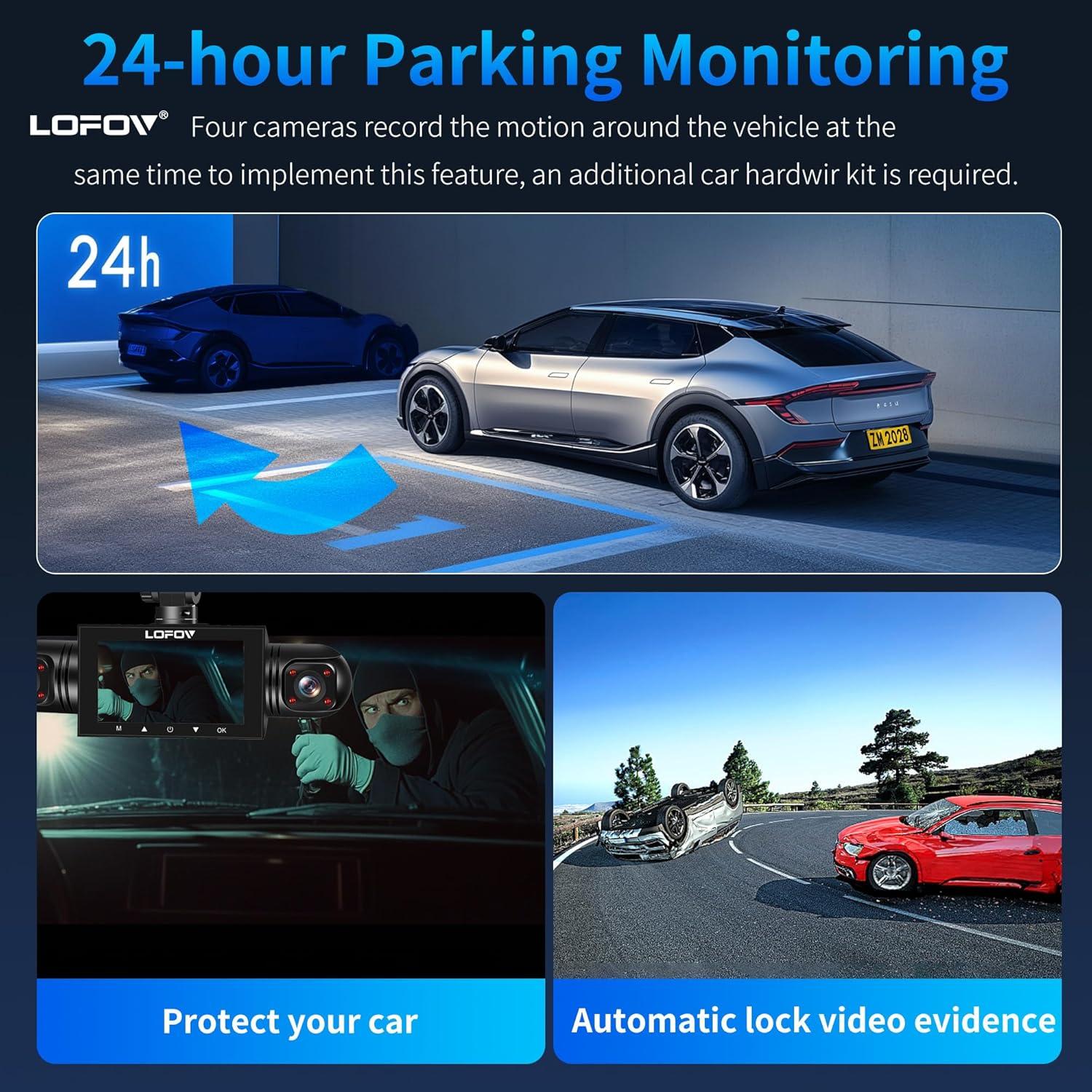 Cámara Dash 360° LOFOV 4 Canales FHD 1080P con 64GB