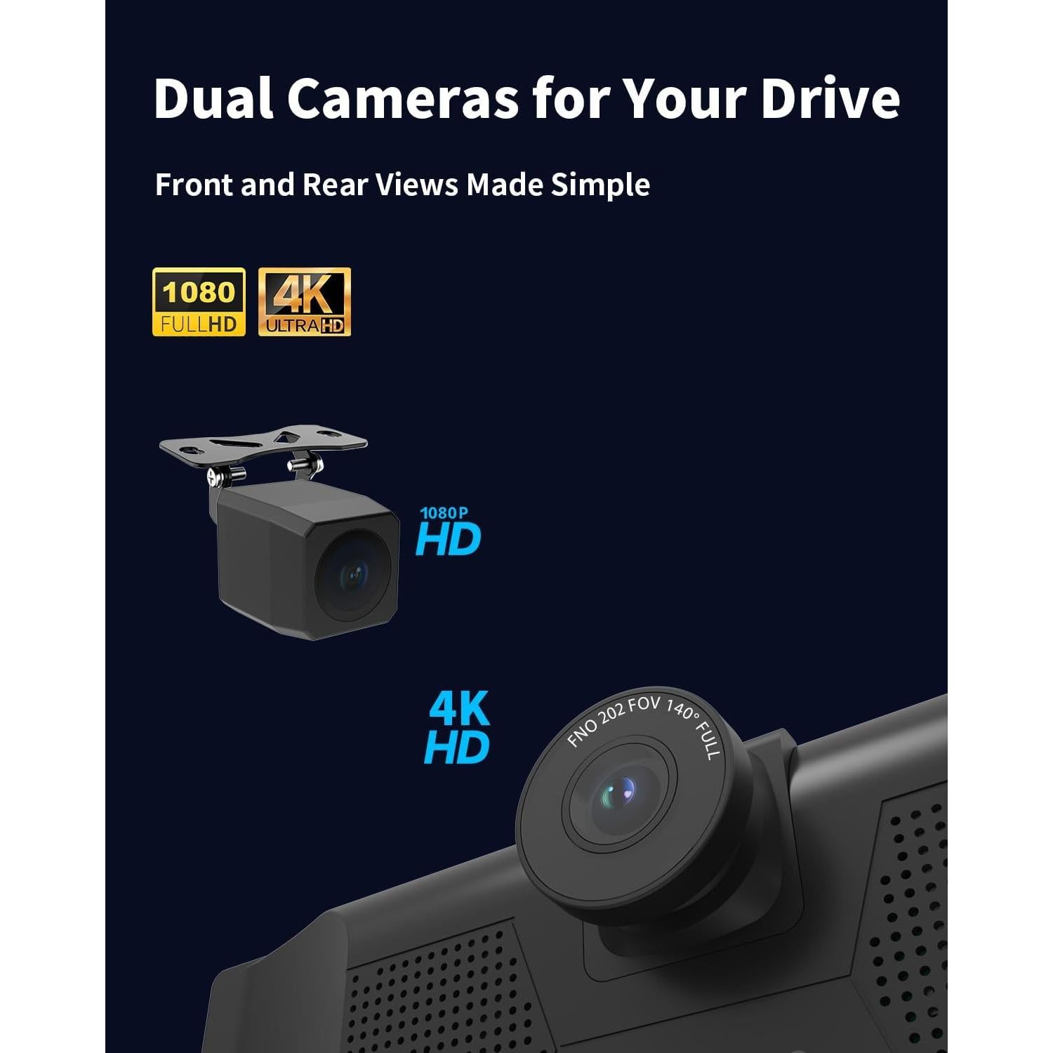 Pantalla Inalámbrica CarPlay ZUCWO 11.26" con Cámara 4K