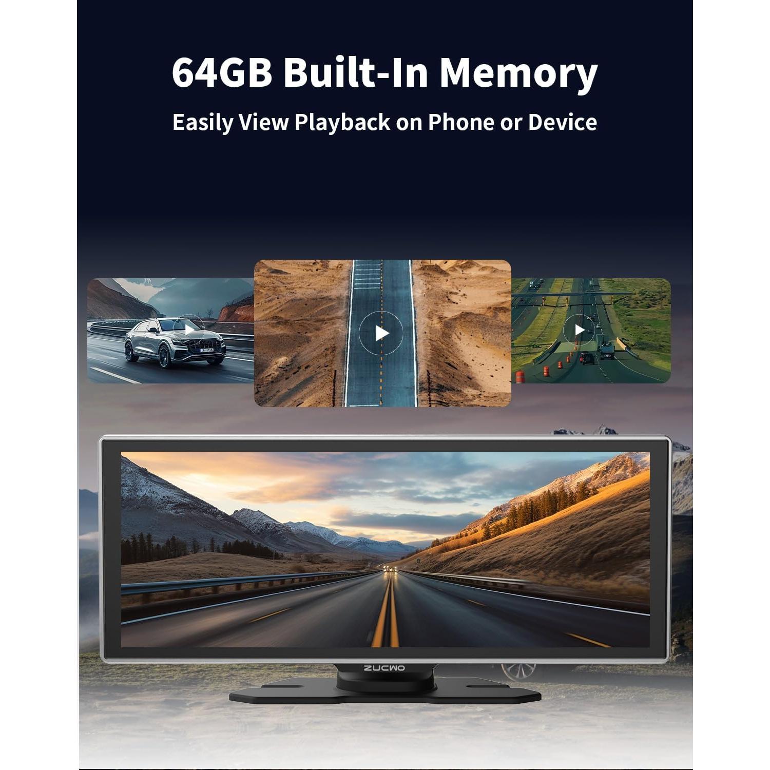 Pantalla Inalámbrica CarPlay ZUCWO 11.26" con Cámara 4K