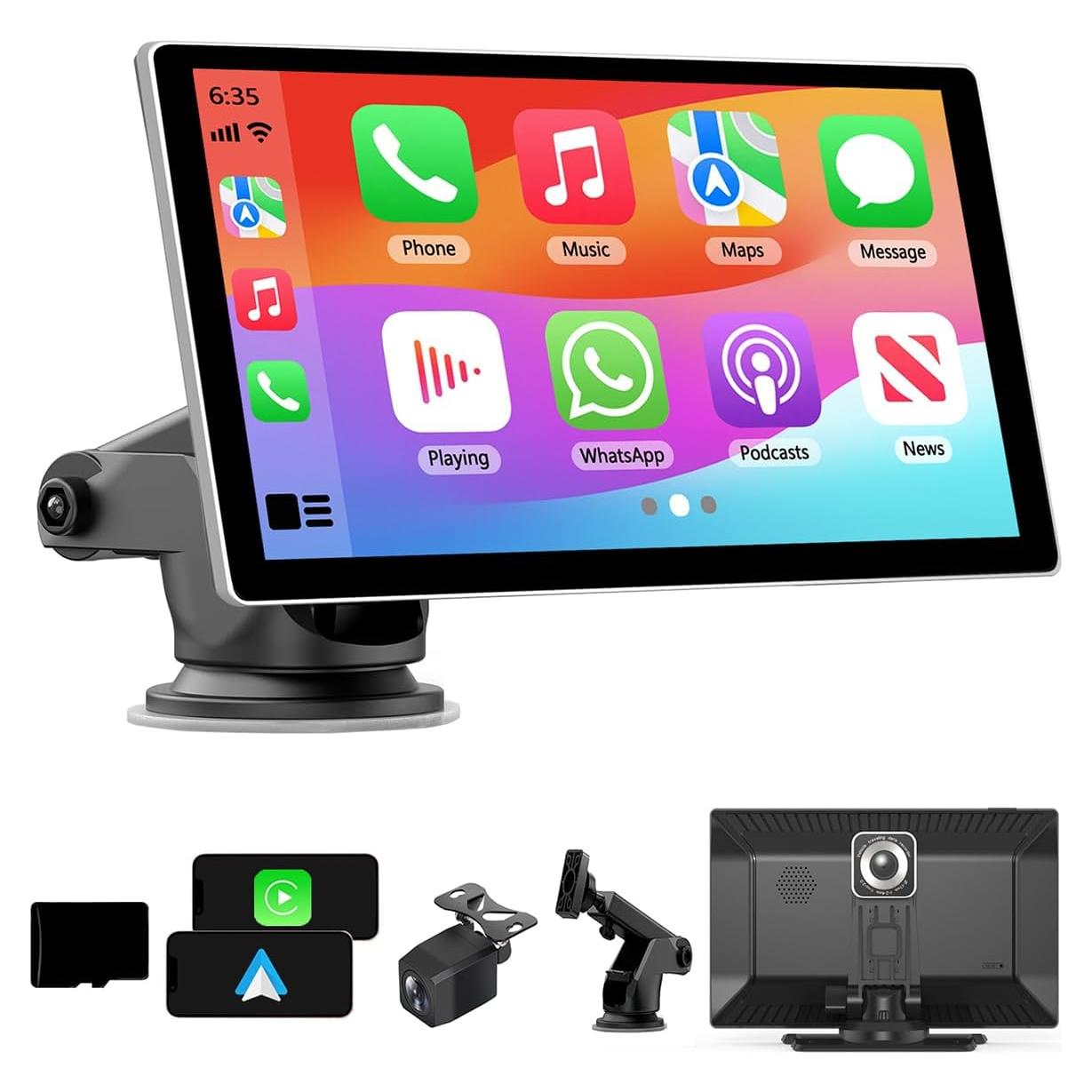 Pantalla Carplay Portátil SPDZ 9" con Cámara 4K y AHD1080P