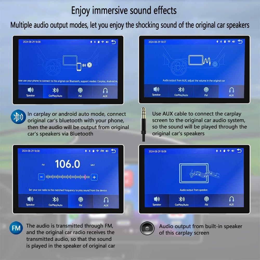 Pantalla Carplay Portátil SPDZ 9" con Cámara 4K y AHD1080P
