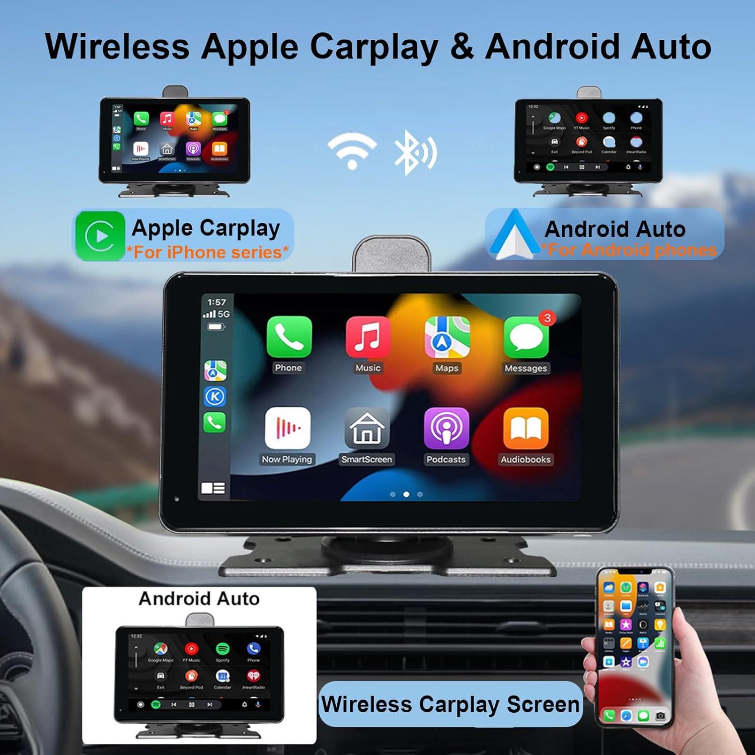 Pantalla Carplay Inalámbrica Oekihow 7" con Cámara 4K y GPS