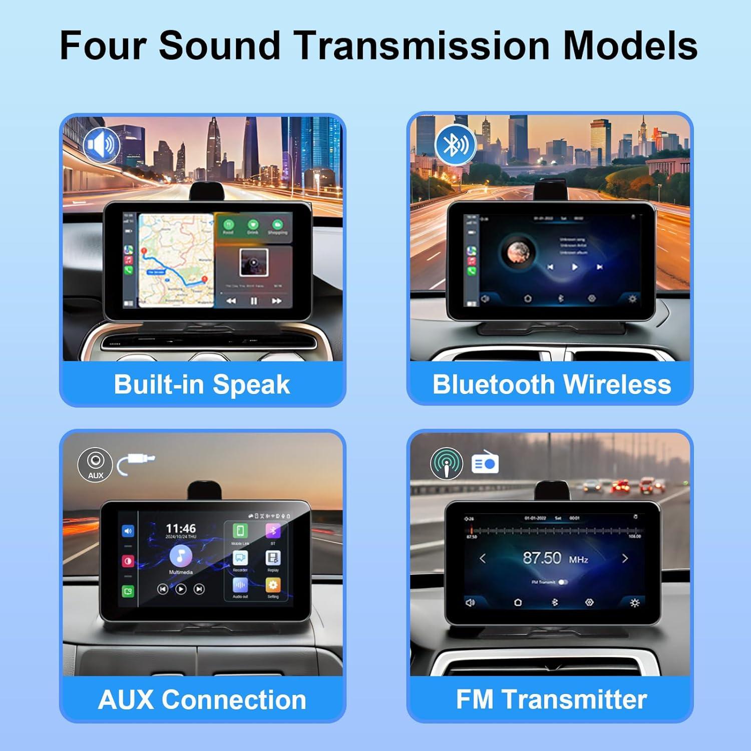 Pantalla Carplay Inalámbrica Oekihow 7" con Cámara 4K y GPS