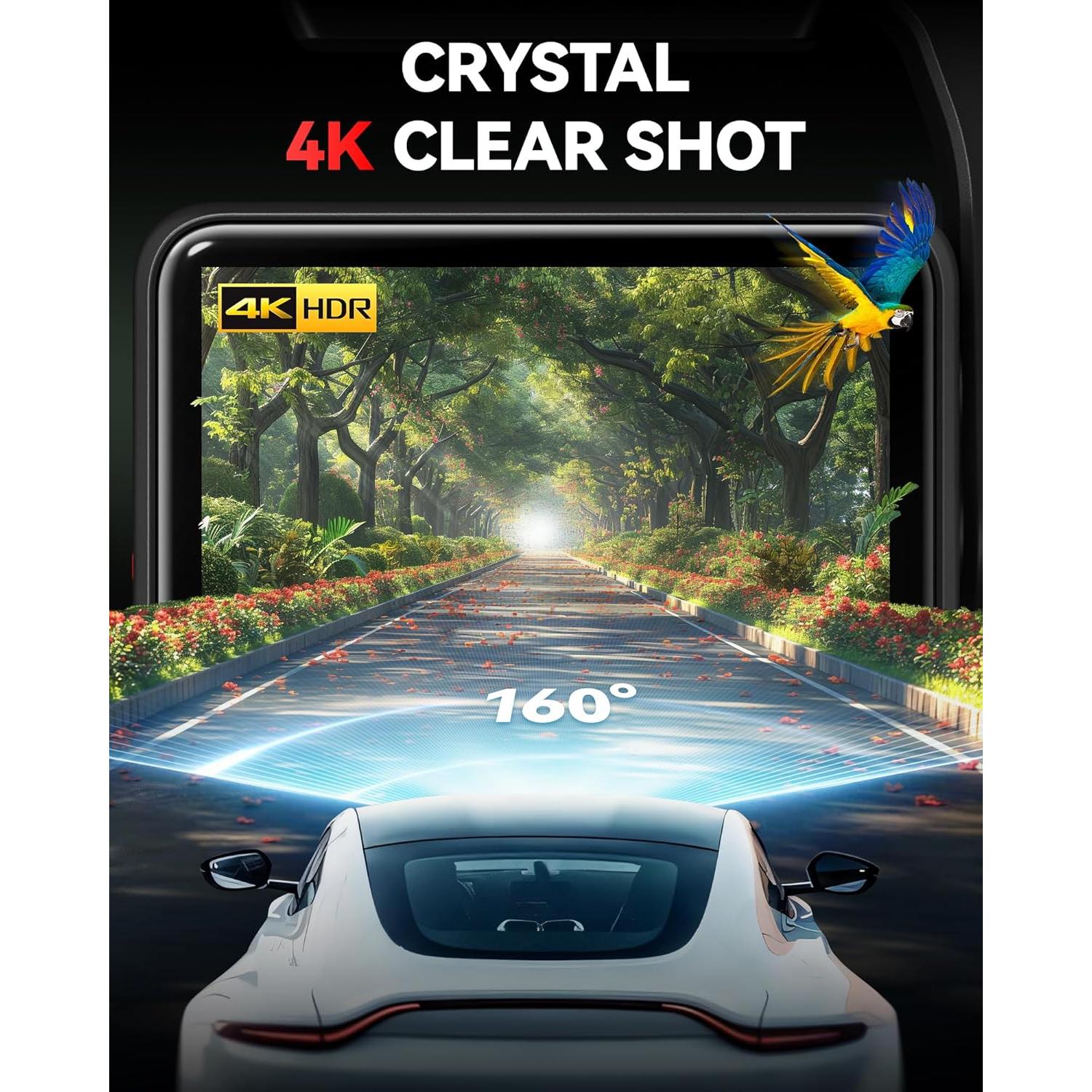 REDTIGER F4 4K Dash Cam Front, 2.2 inch Mini Car Camera, 2160P UHD Touch Screen, Voice Control, Included 32GB Card, Night Vision, Built-in GPS, WiFi APP Control, Loop Recording, 24H Parking Monitor