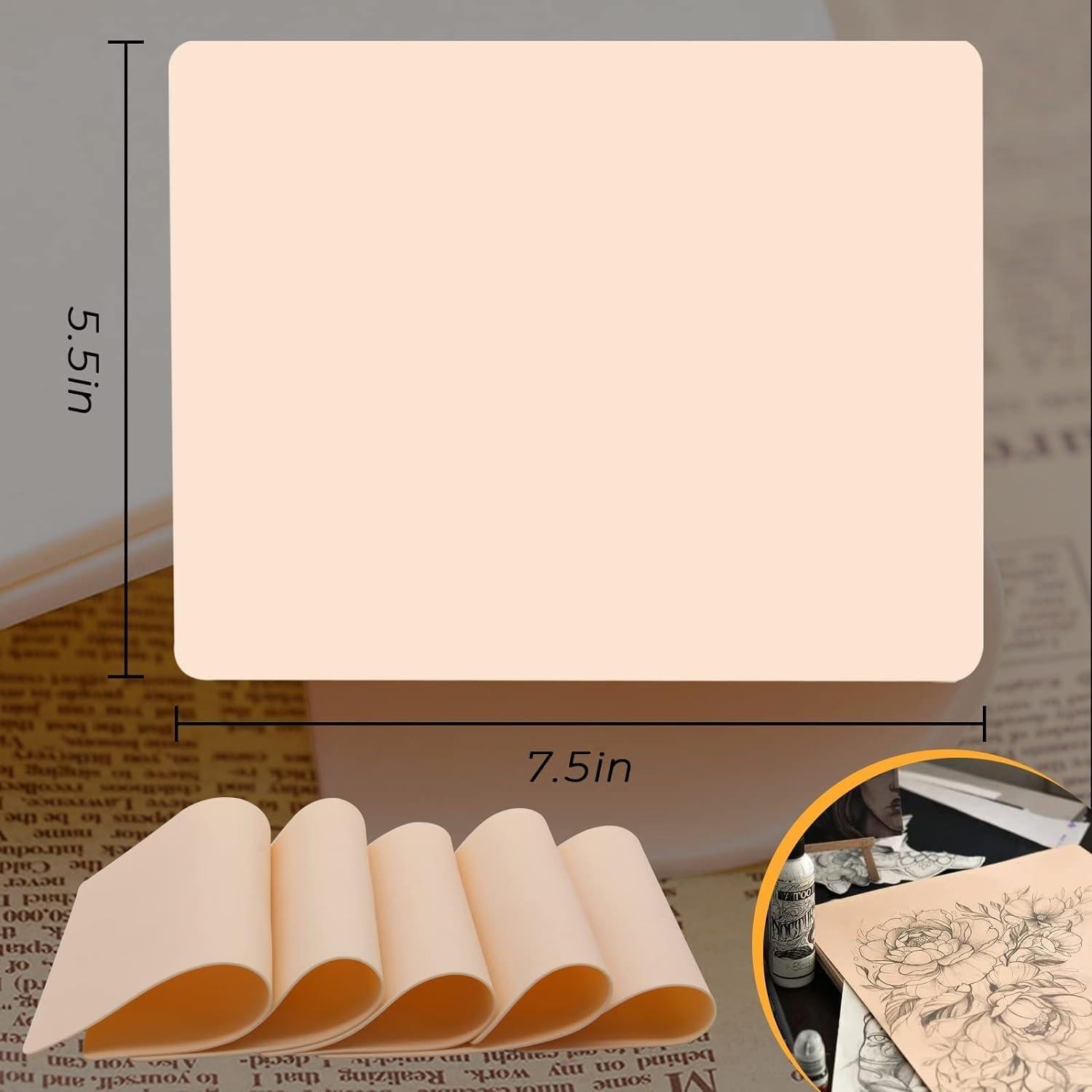 Piel de Práctica para Tatuaje Yangna 8Pcs 19x14cm Silicona