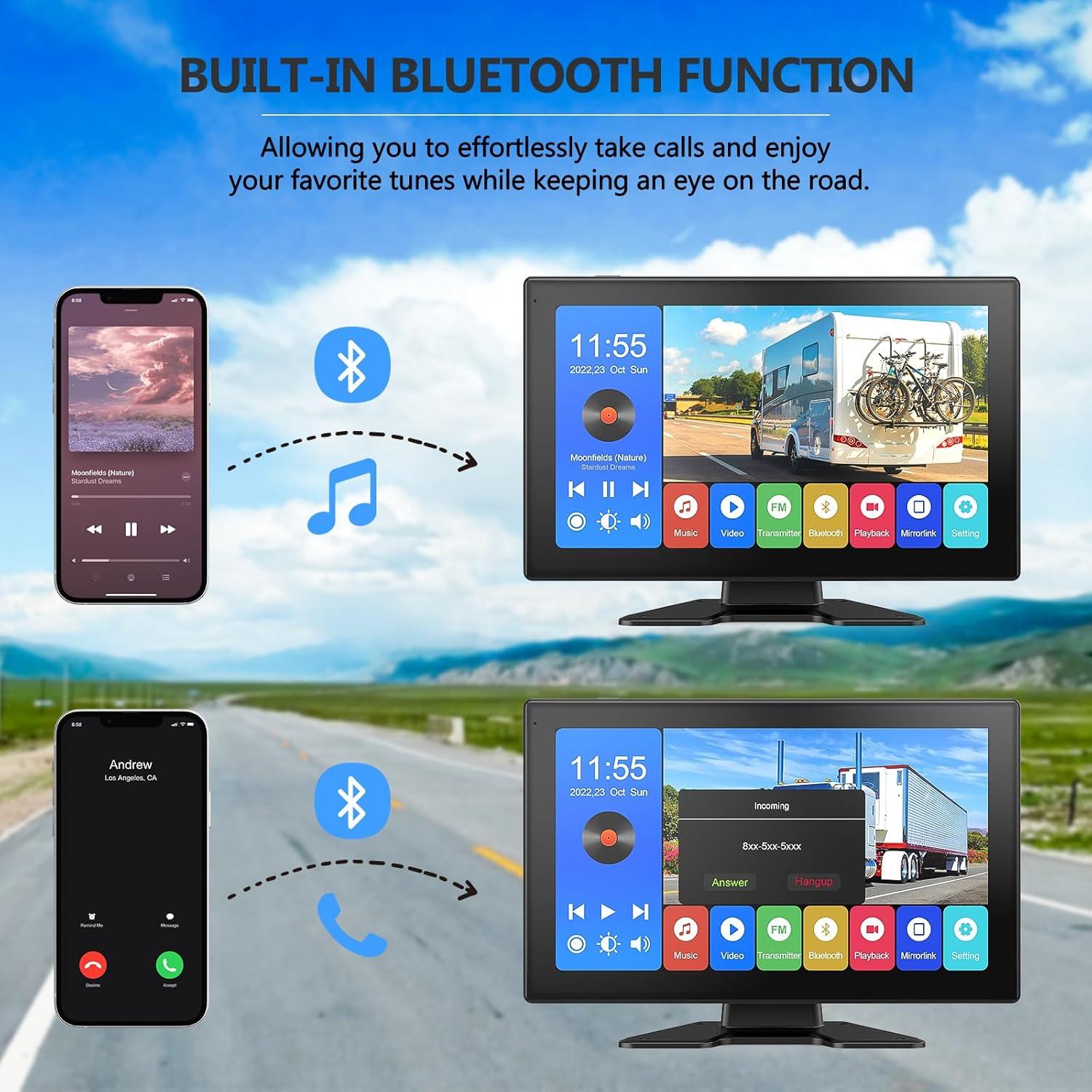 4K RV Backup Camera System 10.1" Quad Split Touchscreen Monitor 4 1080P HD Rear Side View Cameras DVR Recording Bluetooth Music USB Video Play IP69 Waterproof Night Vision for RV Truck Trailer