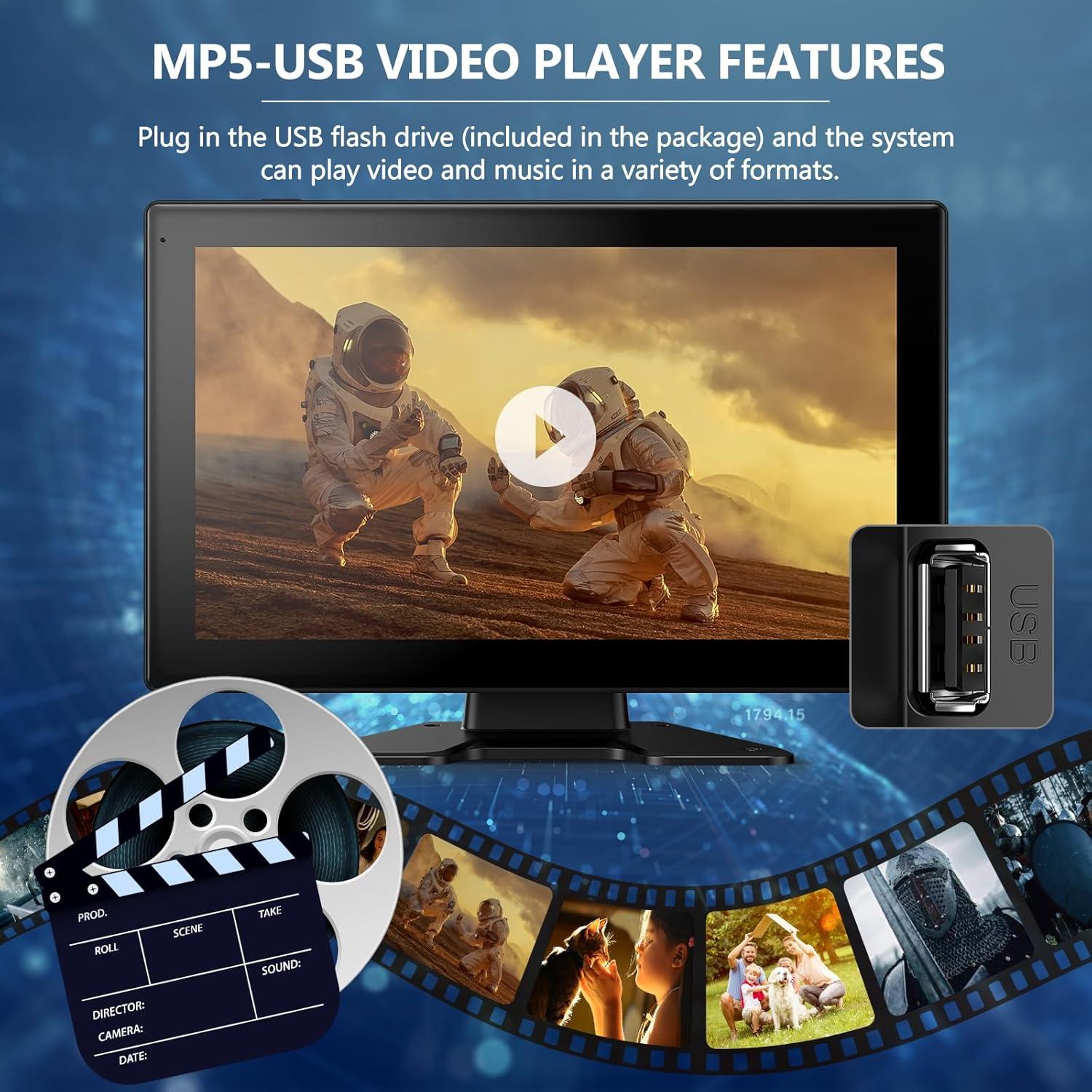 4K RV Backup Camera System 10.1" Quad Split Touchscreen Monitor 4 1080P HD Rear Side View Cameras DVR Recording Bluetooth Music USB Video Play IP69 Waterproof Night Vision for RV Truck Trailer