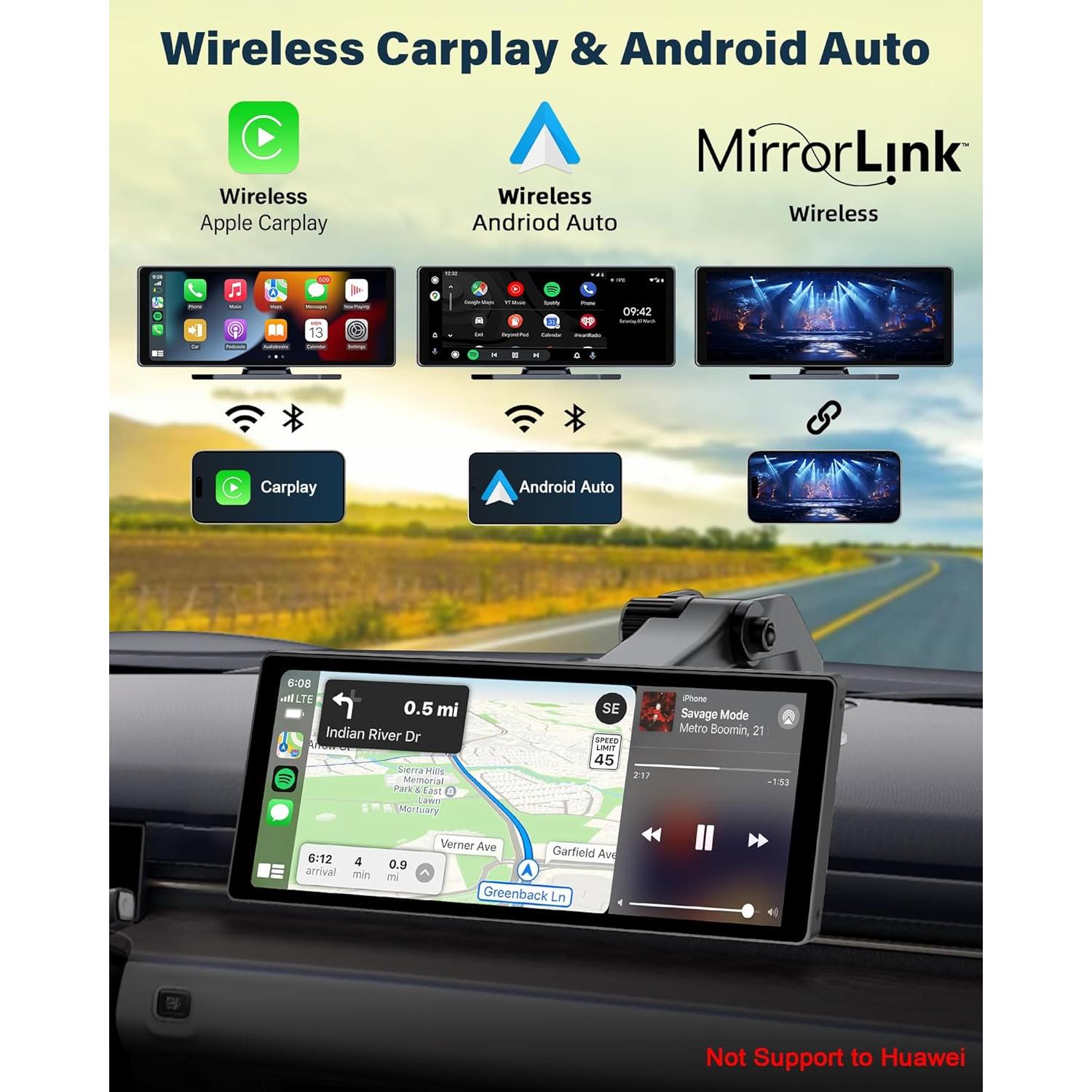 Pantalla Carplay 10.26" Jansite con Cámara 4K Rotatable
