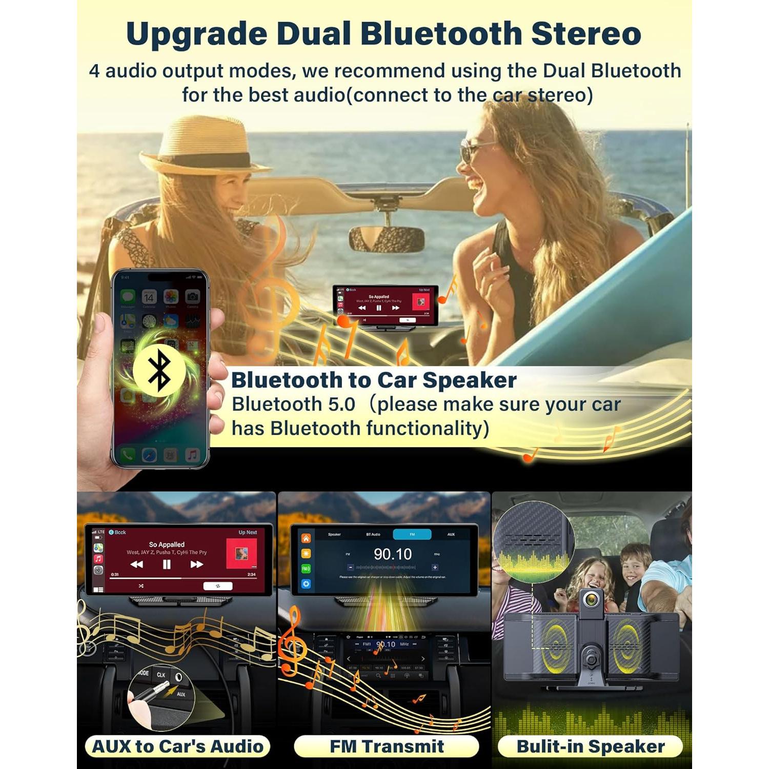 Pantalla Carplay 10.26" Jansite con Cámara 4K Rotatable