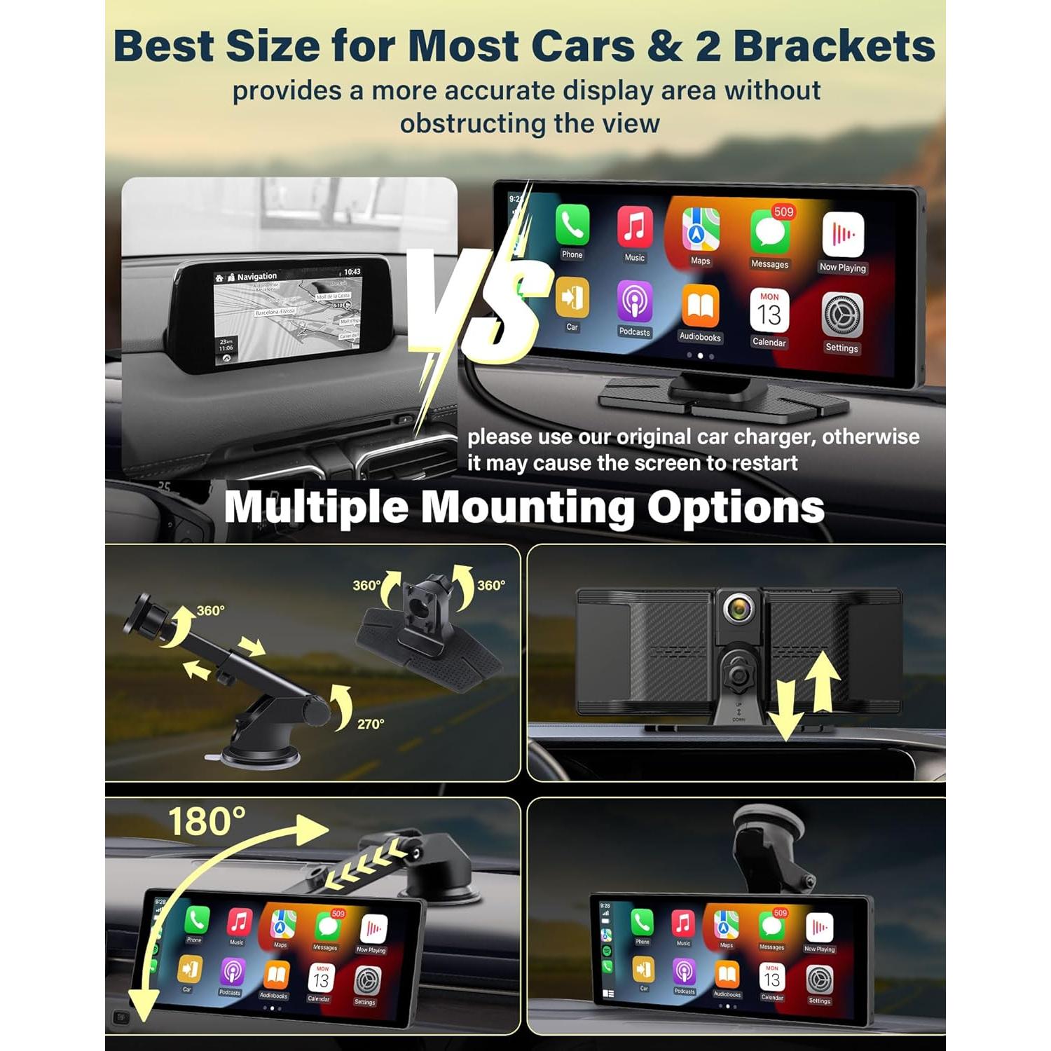 Pantalla Carplay 10.26" Jansite con Cámara 4K Rotatable