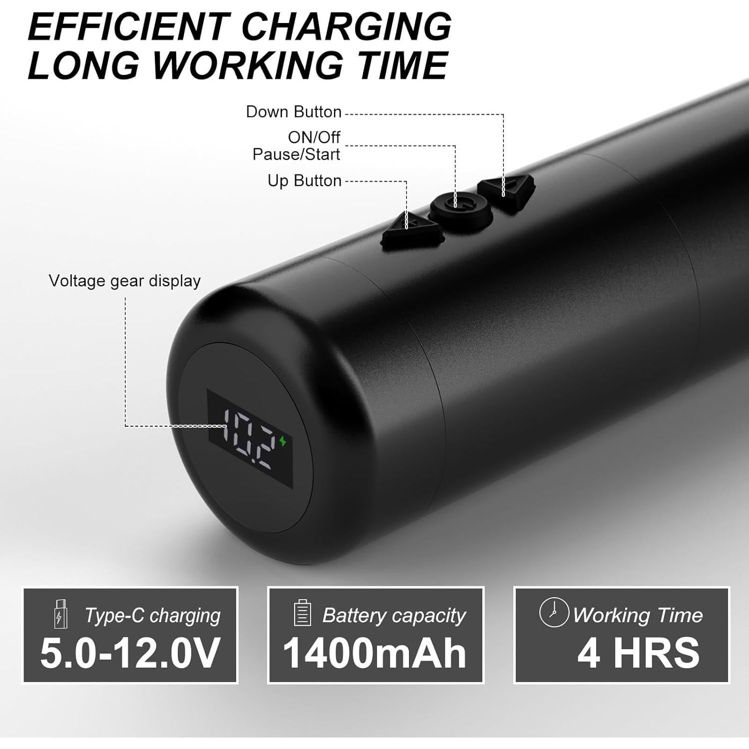 Kit de Tatuaje Inalámbrico Effeer E79 con Pantalla LED y 40 Agujas