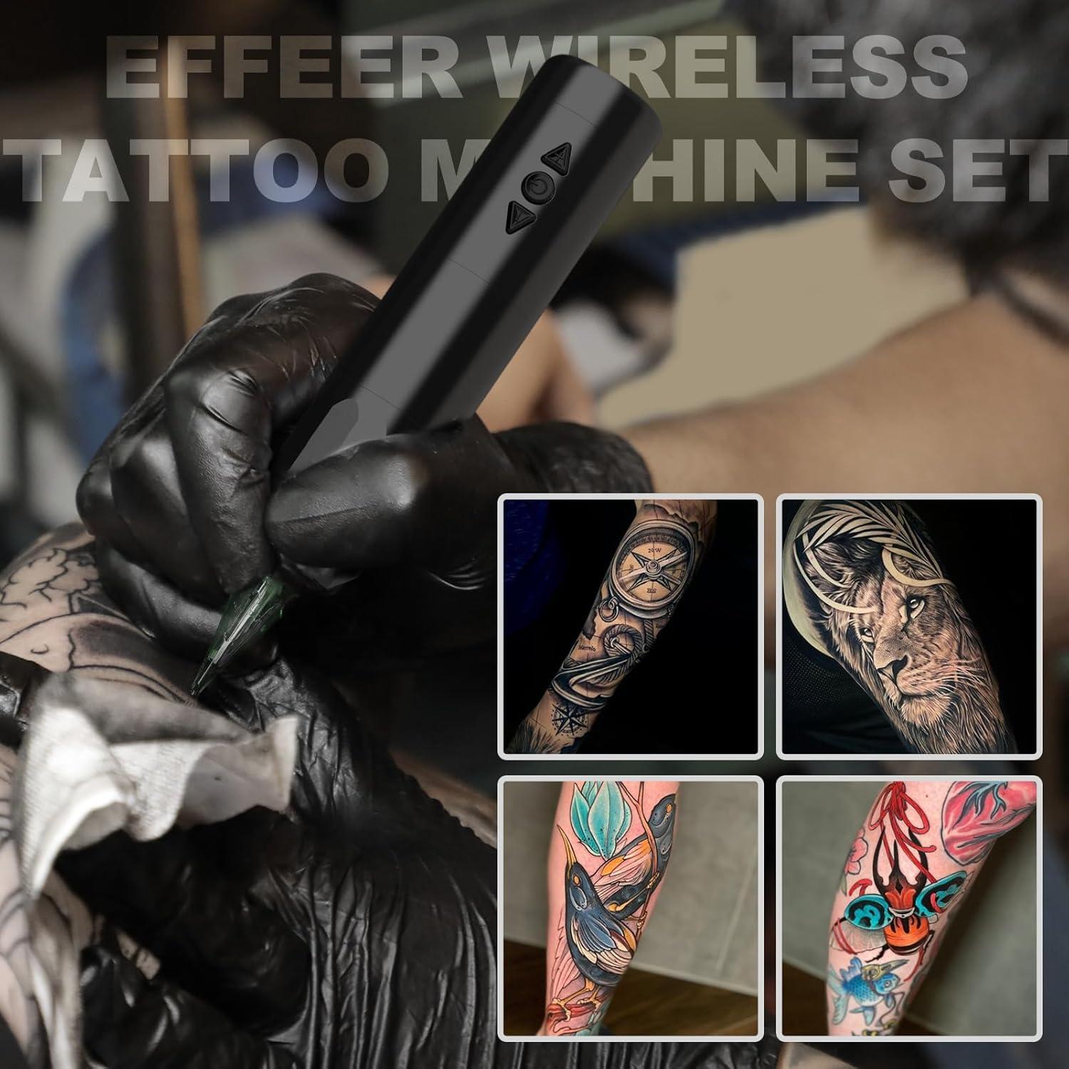 Kit de Tatuaje Inalámbrico Effeer E79 con Pantalla LED y 40 Agujas