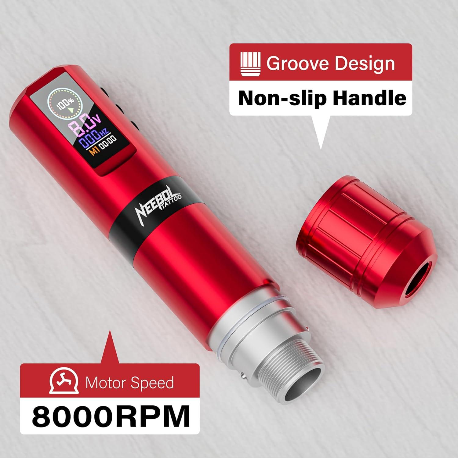 Kit de Tatuaje Inalámbrico Neebol para Principiantes - 20 Agujas, 8 Tintas