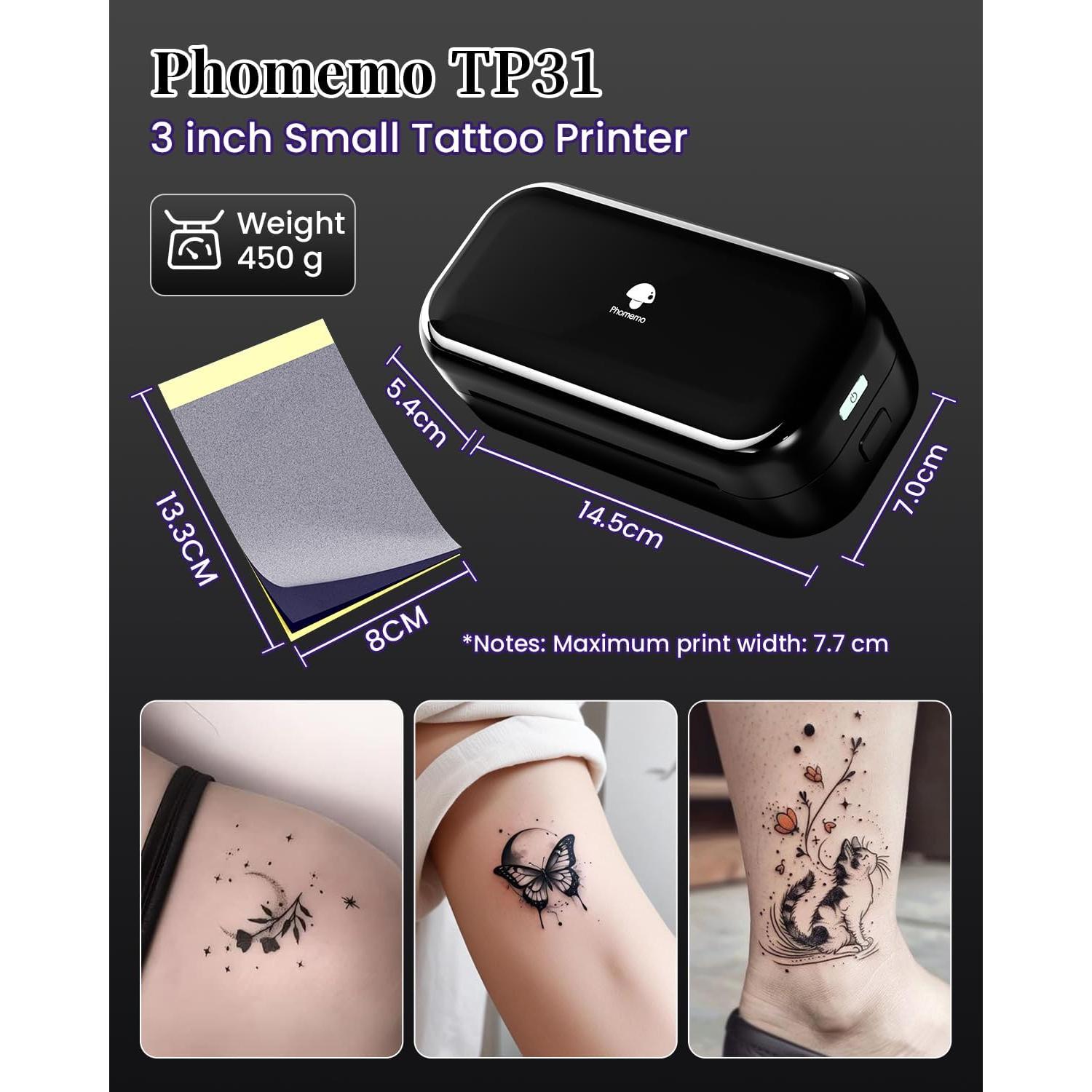 Impresora de Tatuajes Phomemo TP31 - Portátil, 30 Hojas, Bluetooth