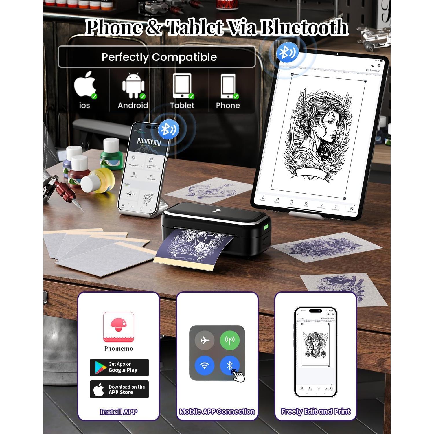 Impresora de Tatuajes Phomemo TP31 - Portátil, 30 Hojas, Bluetooth