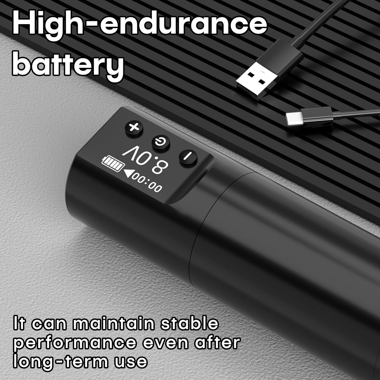 POSEIDON Wireless Rotary Tattoo Machine Kit with 20 Tattoo Cartridge Needles & Ink Set | Professional Portable Tattoo Gun for Beginners | Complete Starter Supplies (HM125)