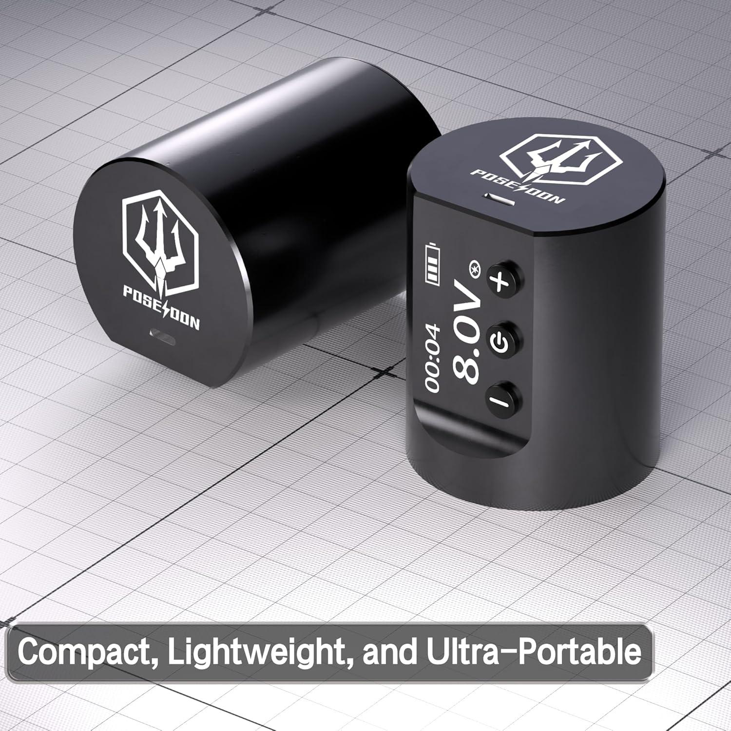 POSEIDON Wireless Rotary Tattoo Machine Kit with 20 Tattoo Cartridge Needles & Ink Set | Professional Portable Tattoo Gun for Beginners | Complete Starter Supplies (HM125)