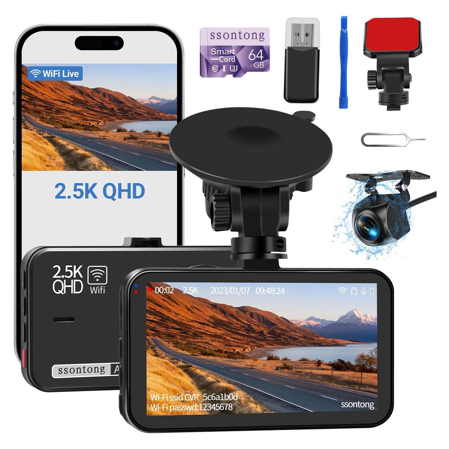 Cámara de tablero delantera y trasera 2.5K ssontong