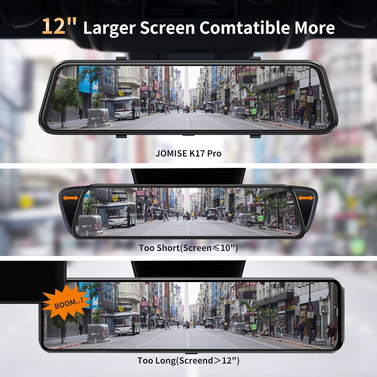 Cámara de Tablero Espejo 12" JOMISE K17 Pro 2.5K Carplay