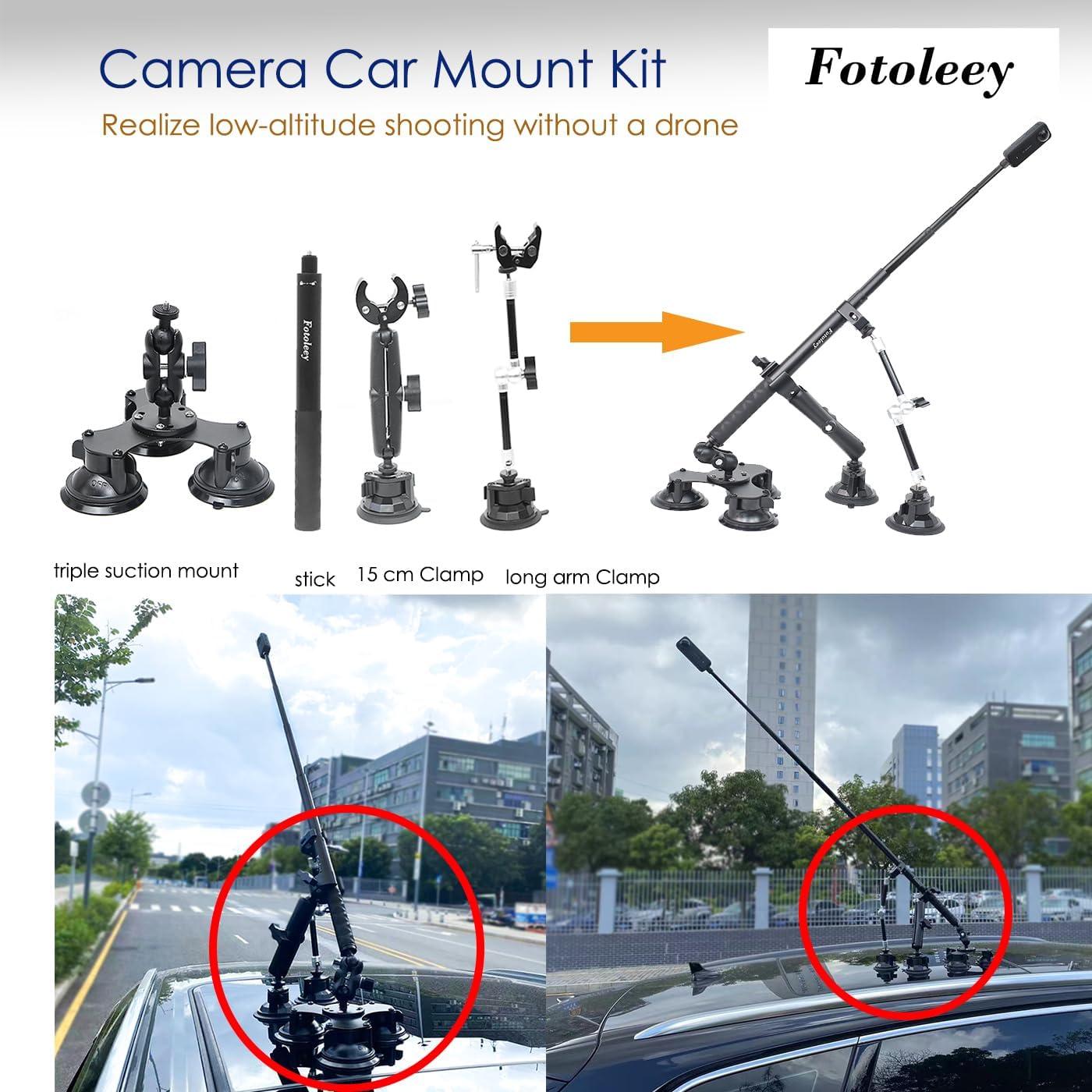 Kit de Montaje para Coche Fotoleey 360 con Ventosas y Varilla