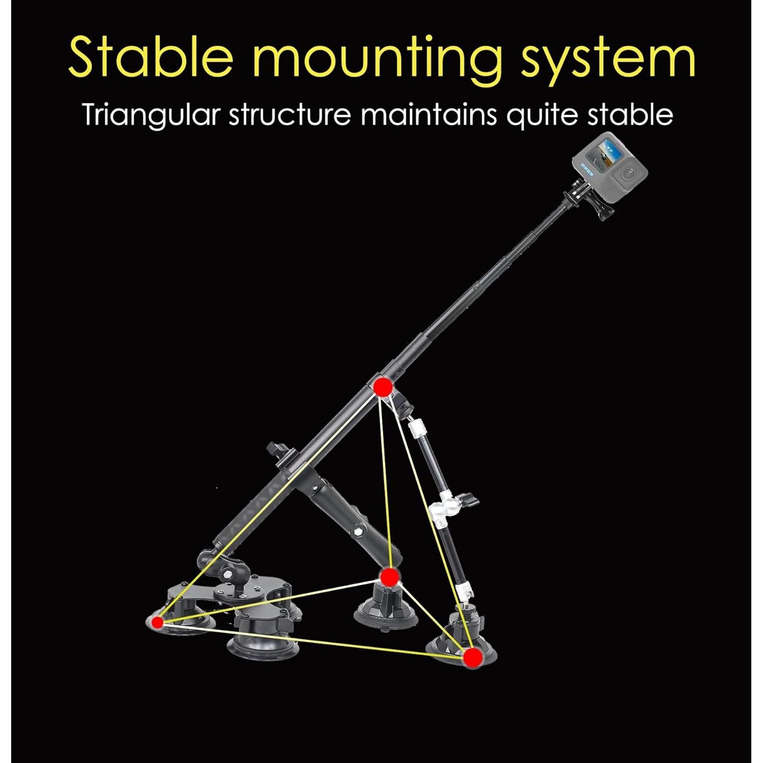 Kit de Montaje para Coche Fotoleey 360 con Ventosas y Varilla