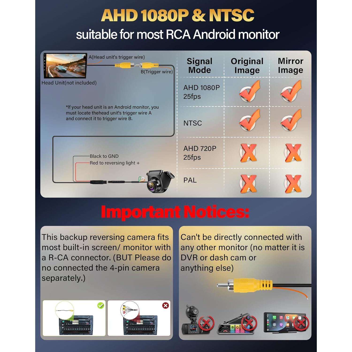 Cámara de Respaldo AHD 1080P Jansite 180° Impermeable