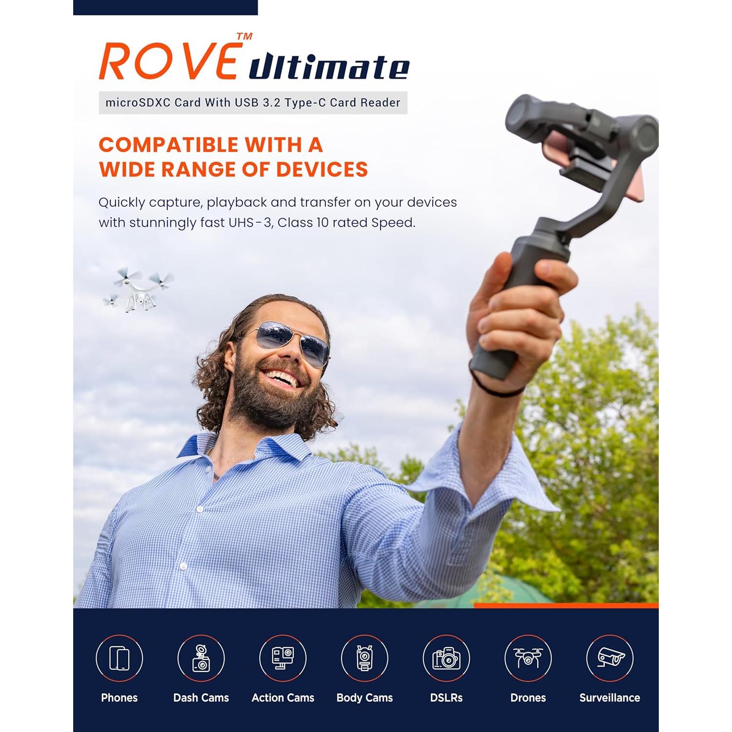 Tarjeta Micro SD ROVE Ultimate 128GB con Lector USB 3.2 170MB/s
