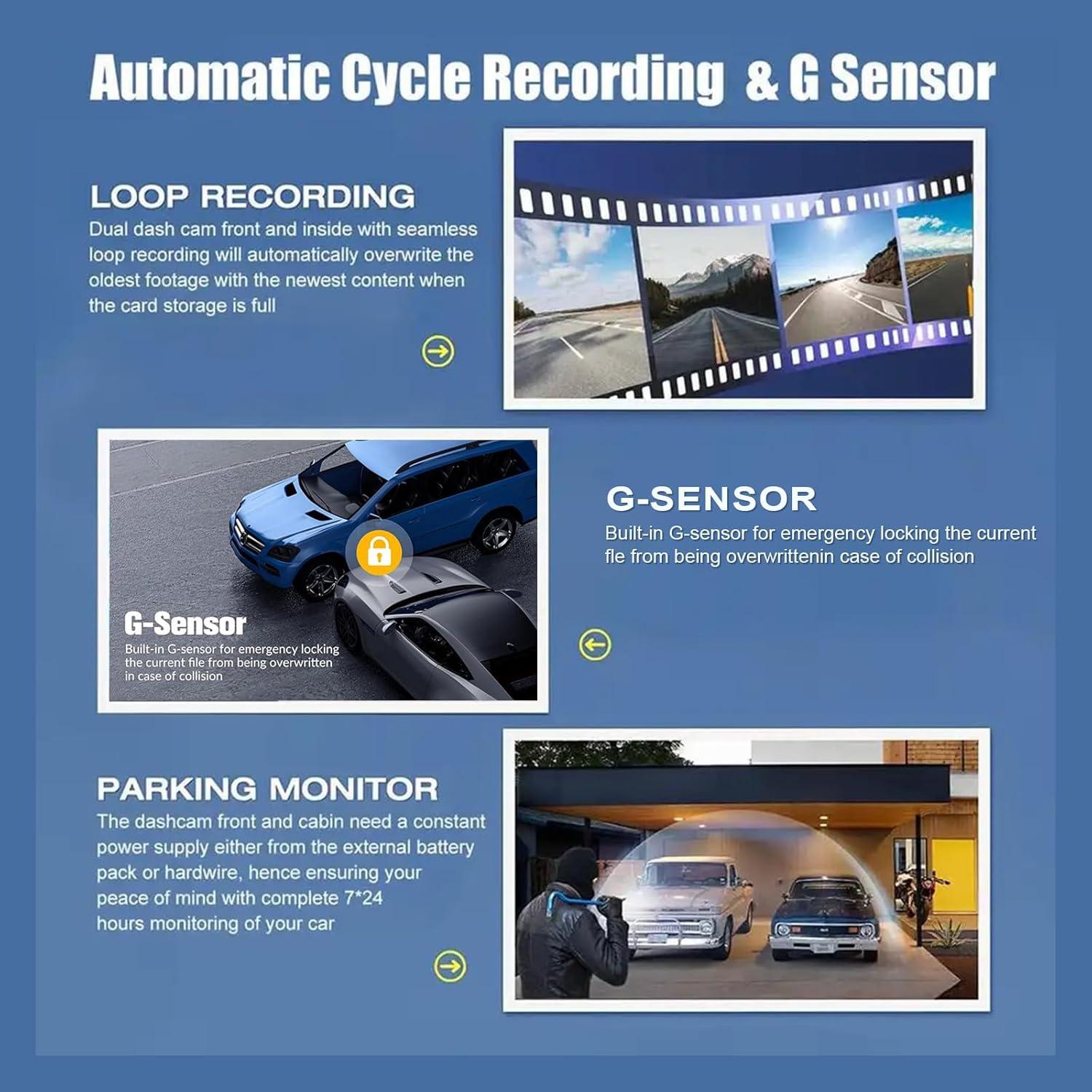 Cámara de tablero KATZEIST 1080P 3 canales con WiFi y 32GB