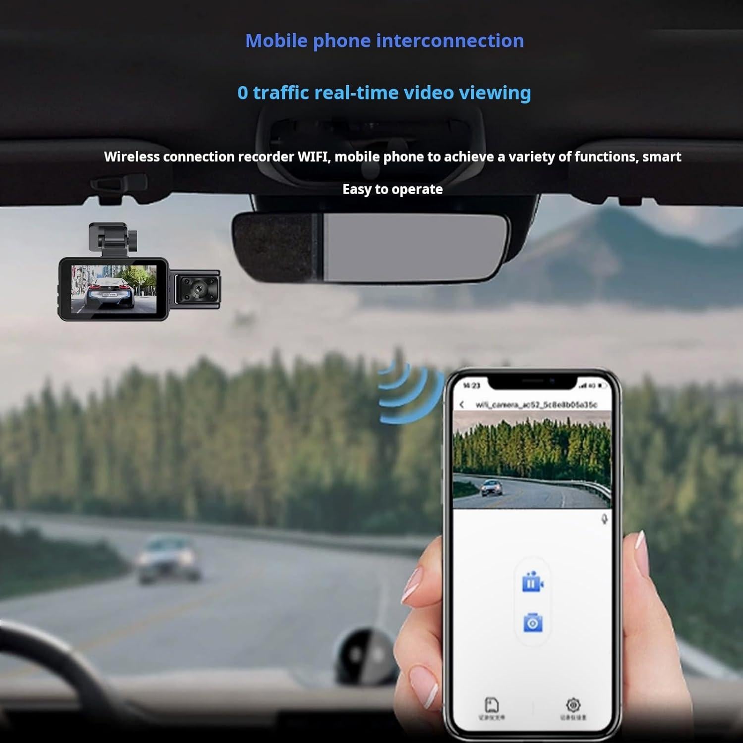 Cámara de tablero KATZEIST 1080P 3 canales con WiFi y 32GB