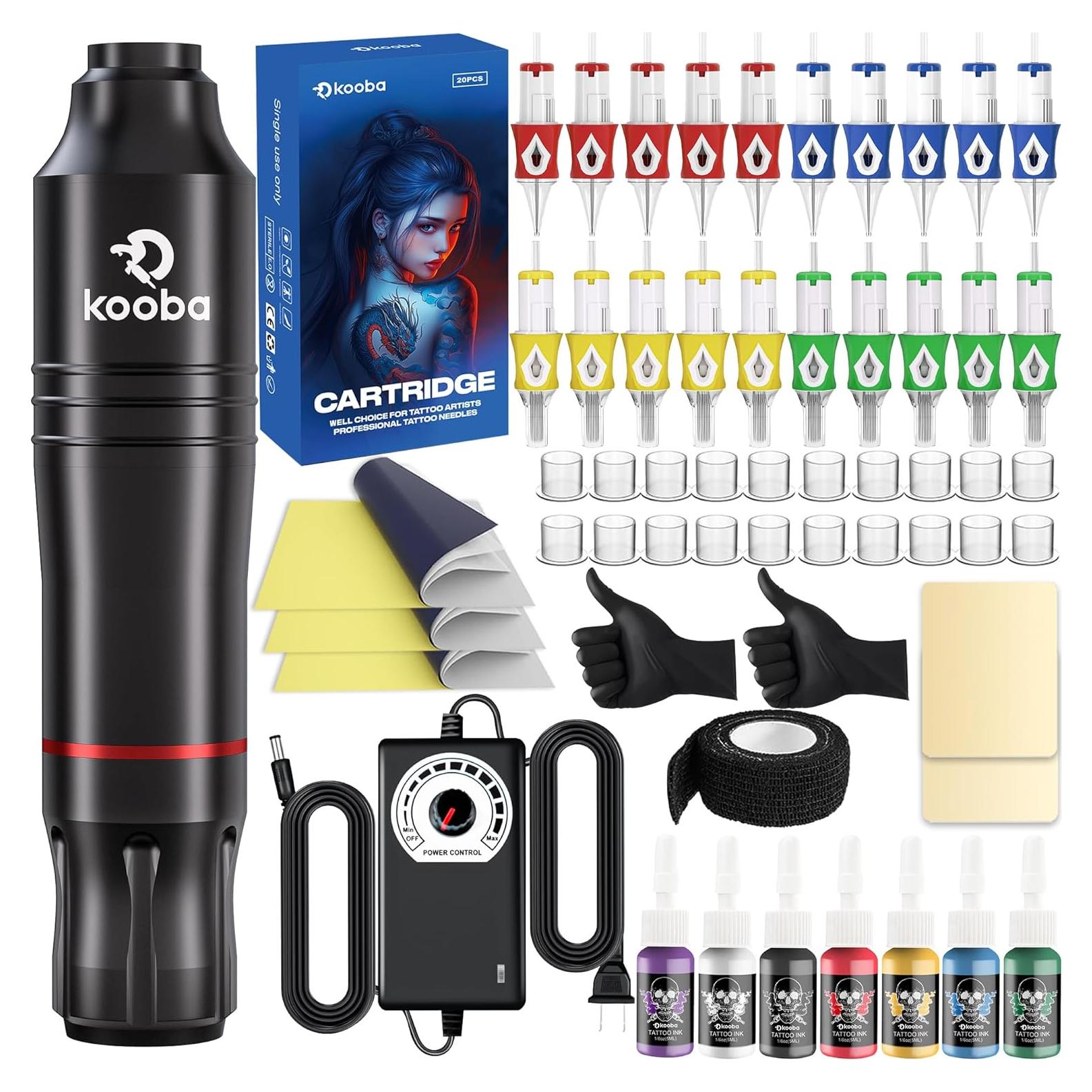 Kit de Tatuaje Profesional Kooba con Bolígrafo Rotativo y 20 Agujas