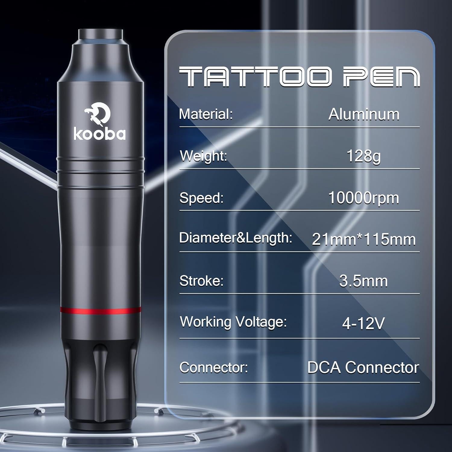 Kit de Tatuaje Profesional Kooba con Bolígrafo Rotativo y 20 Agujas