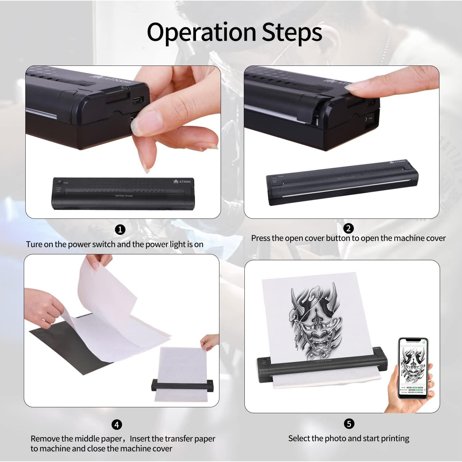 Impresora de Plantillas Inalámbrica YTATTOO - Sin Tinta, A4