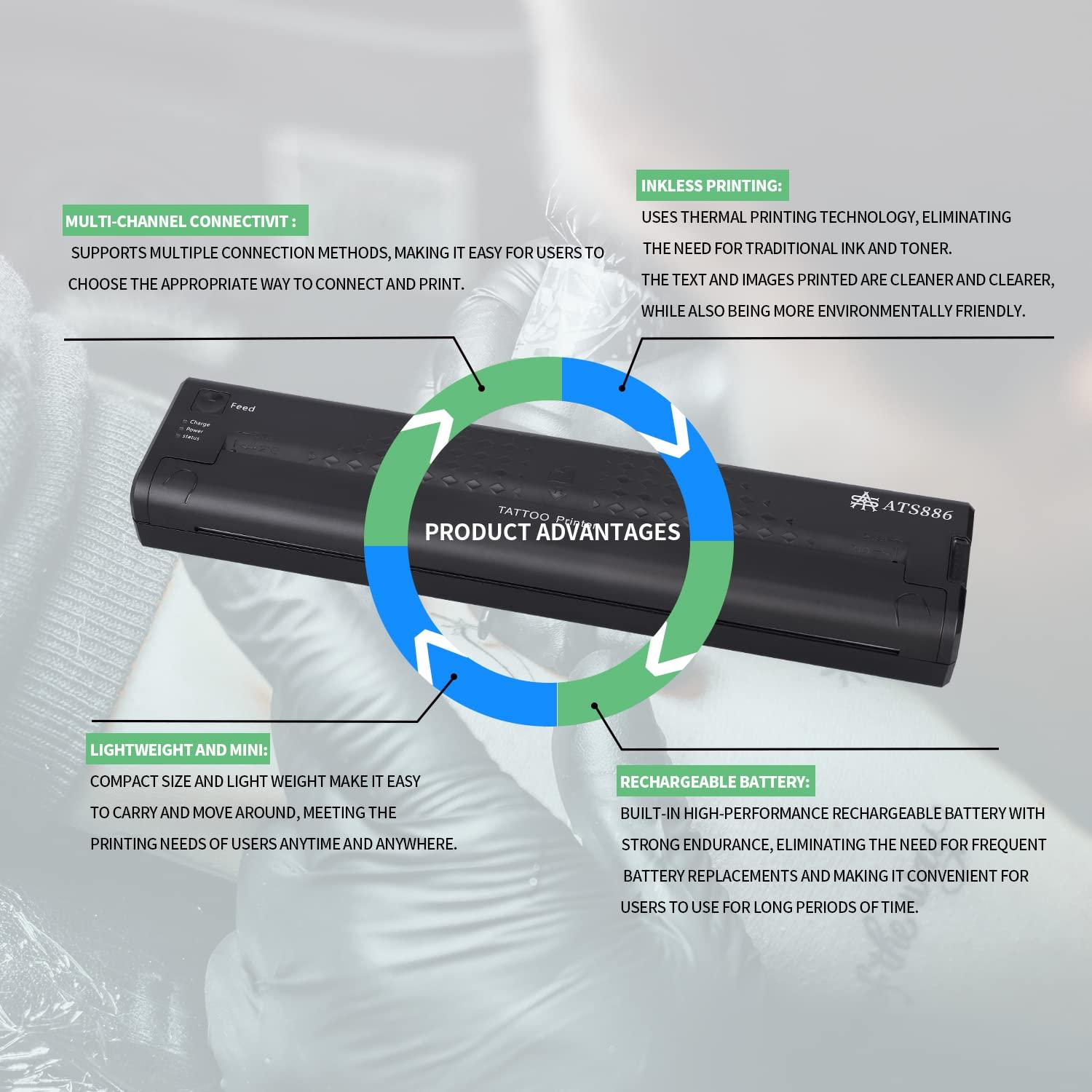 Impresora de Plantillas Inalámbrica YTATTOO - Sin Tinta, A4