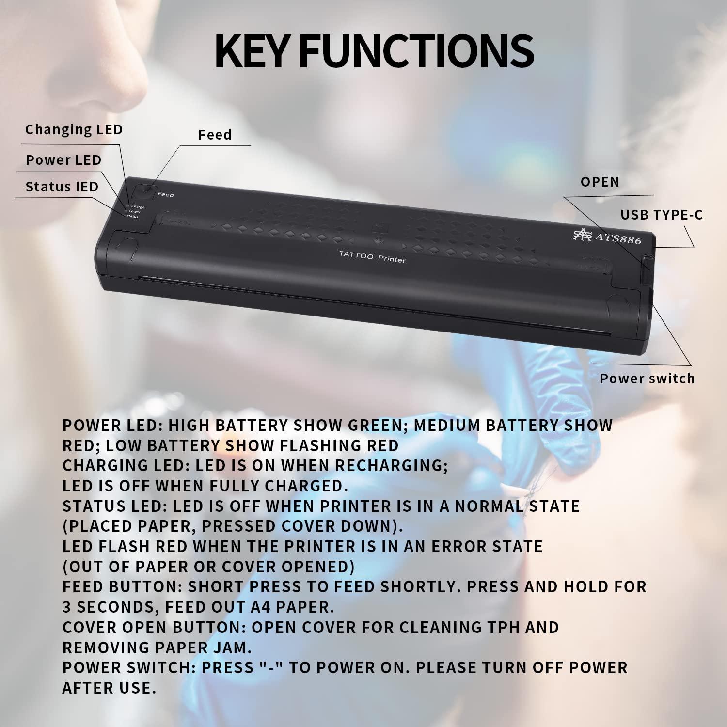 Impresora de Plantillas Inalámbrica YTATTOO - Sin Tinta, A4