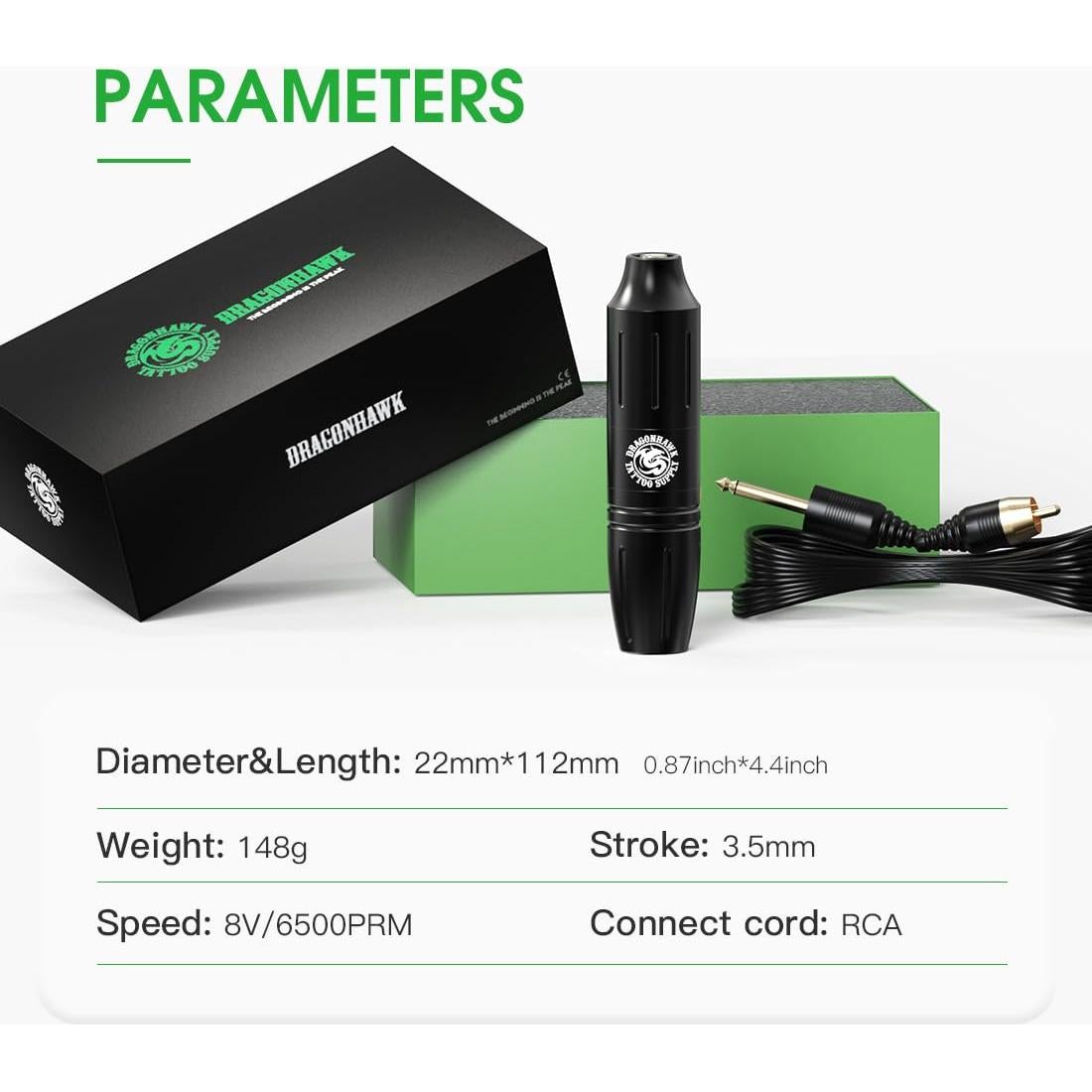 Kit de Tatuaje Dragonhawk M1 con 20 Agujas y Pedal