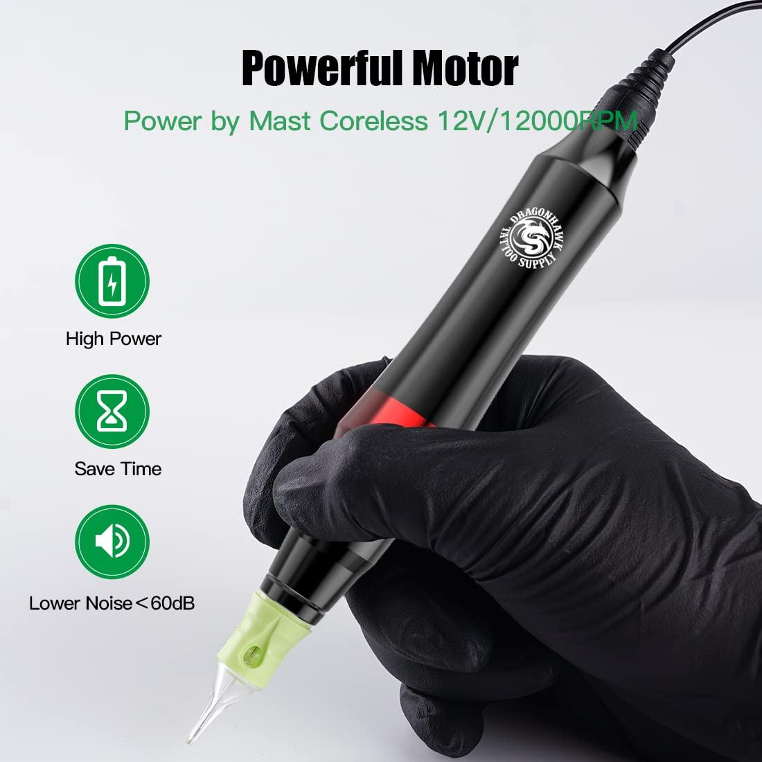 Kit Completo de Tatuaje Dragonhawk S4 con Pluma y Tinta