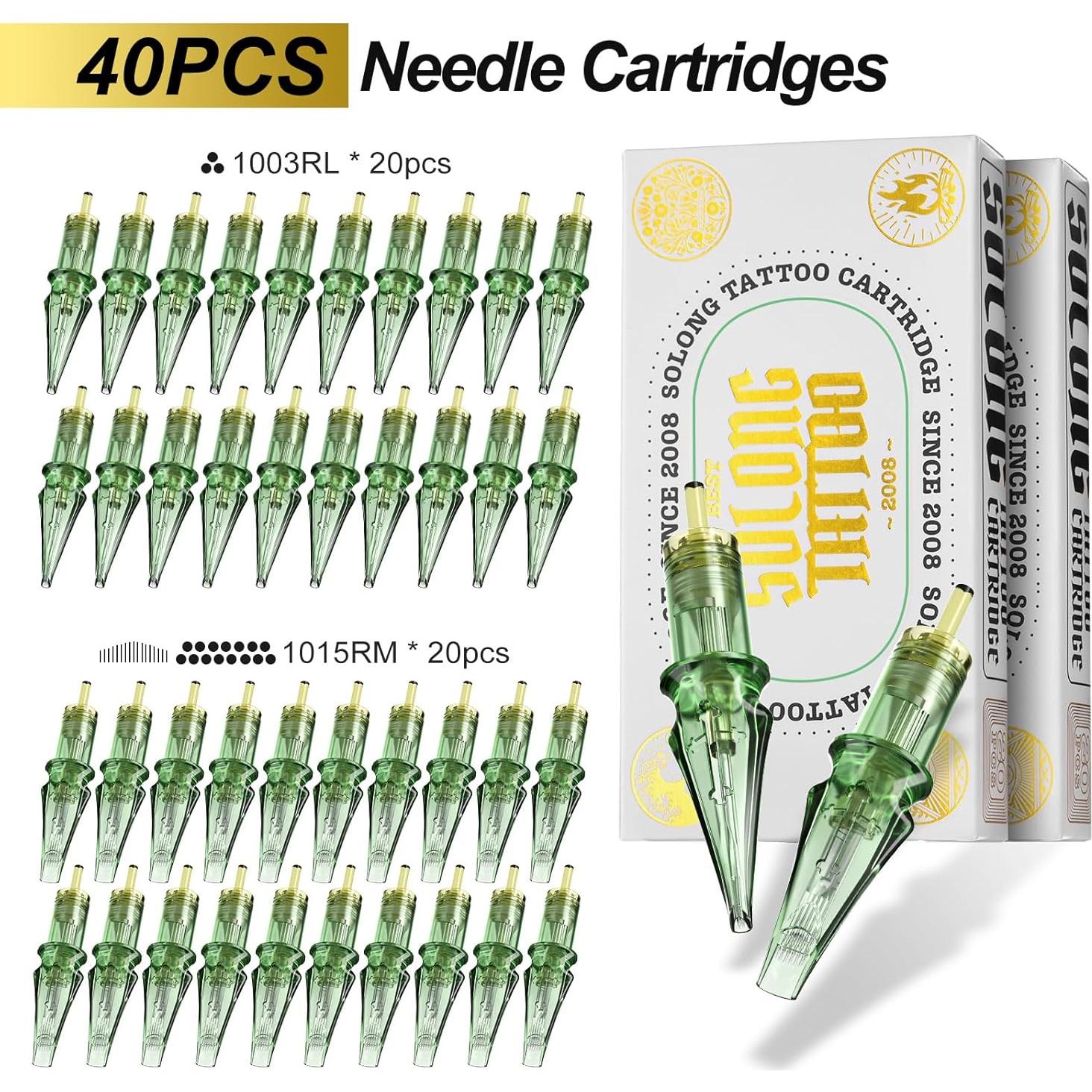 Kit de Tatuaje Inalámbrico Solong con 40 Agujas y 120ML Tinta