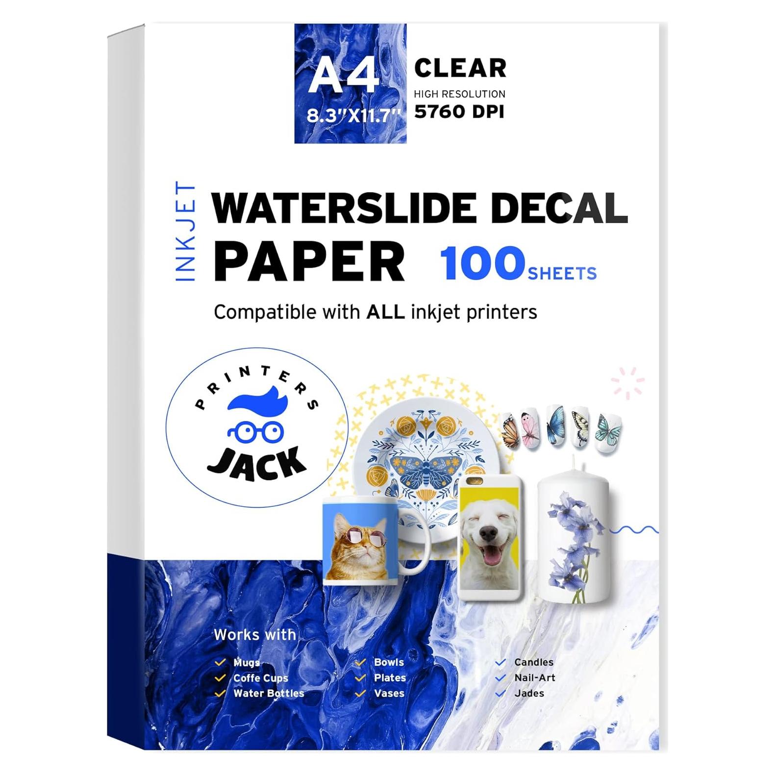 Papel de Calcomanía de Deslizamiento de Agua Printers Jack A4 100 Hojas