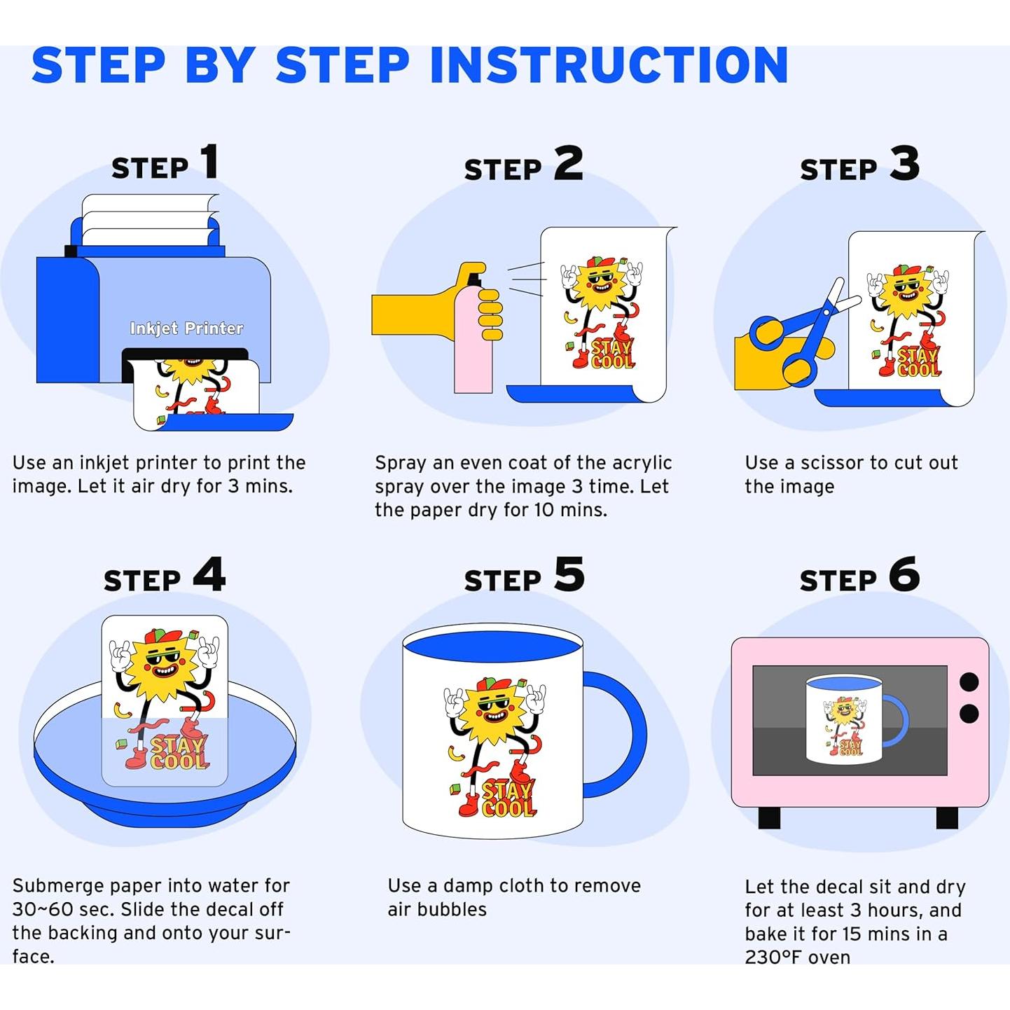 Papel de Calcomanía de Deslizamiento de Agua Printers Jack A4 100 Hojas