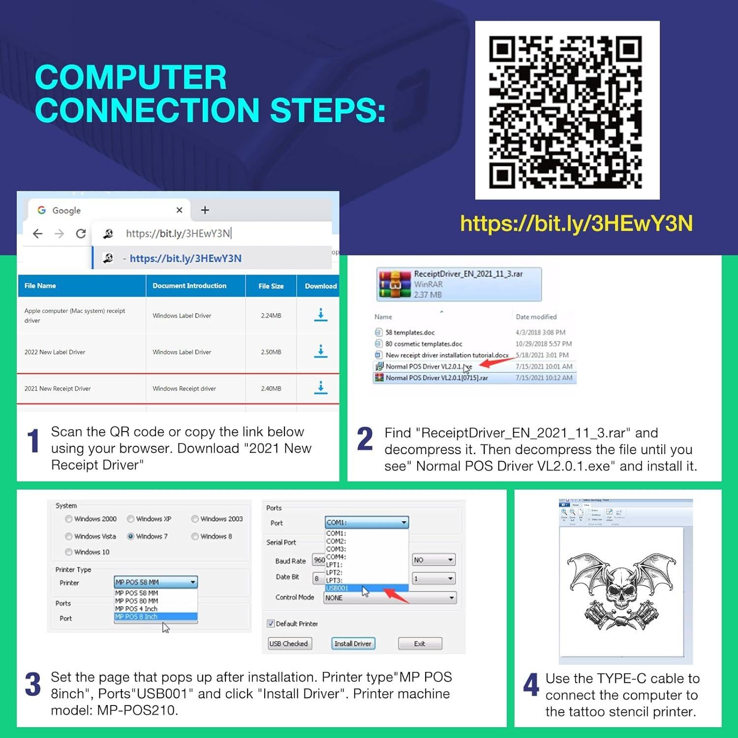 Impresora de Tatuajes Térmica VLOXO P8009 Portátil Recargable