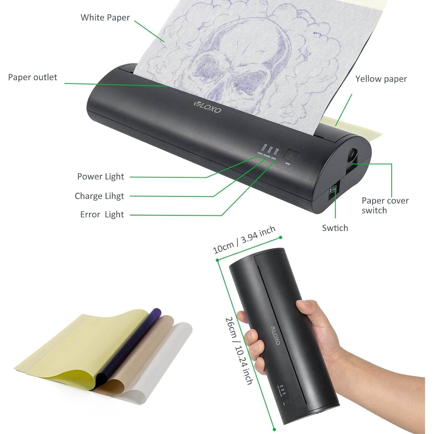 Impresora de Tatuajes Térmica VLOXO P8009 Portátil Recargable