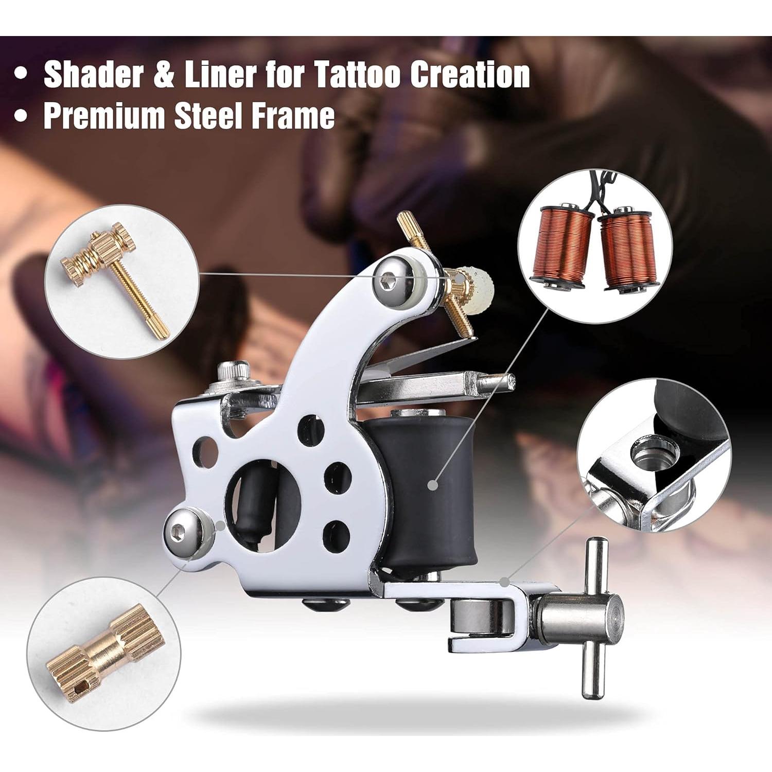 Kit Completo de Tatuaje AW - 2 Pistolas, 54 Tintas, Estuche