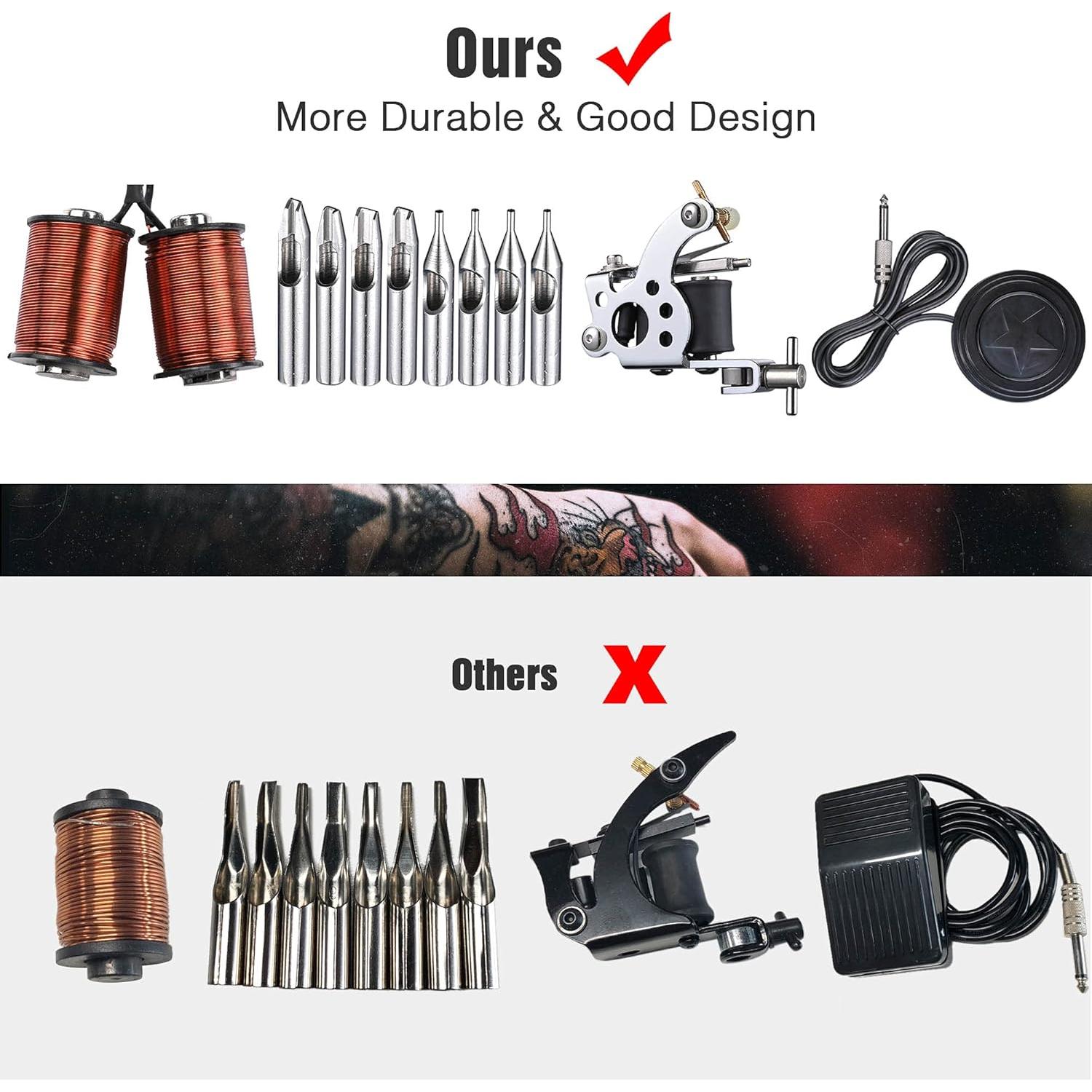 Kit Completo de Tatuaje AW - 2 Pistolas, 54 Tintas, Estuche