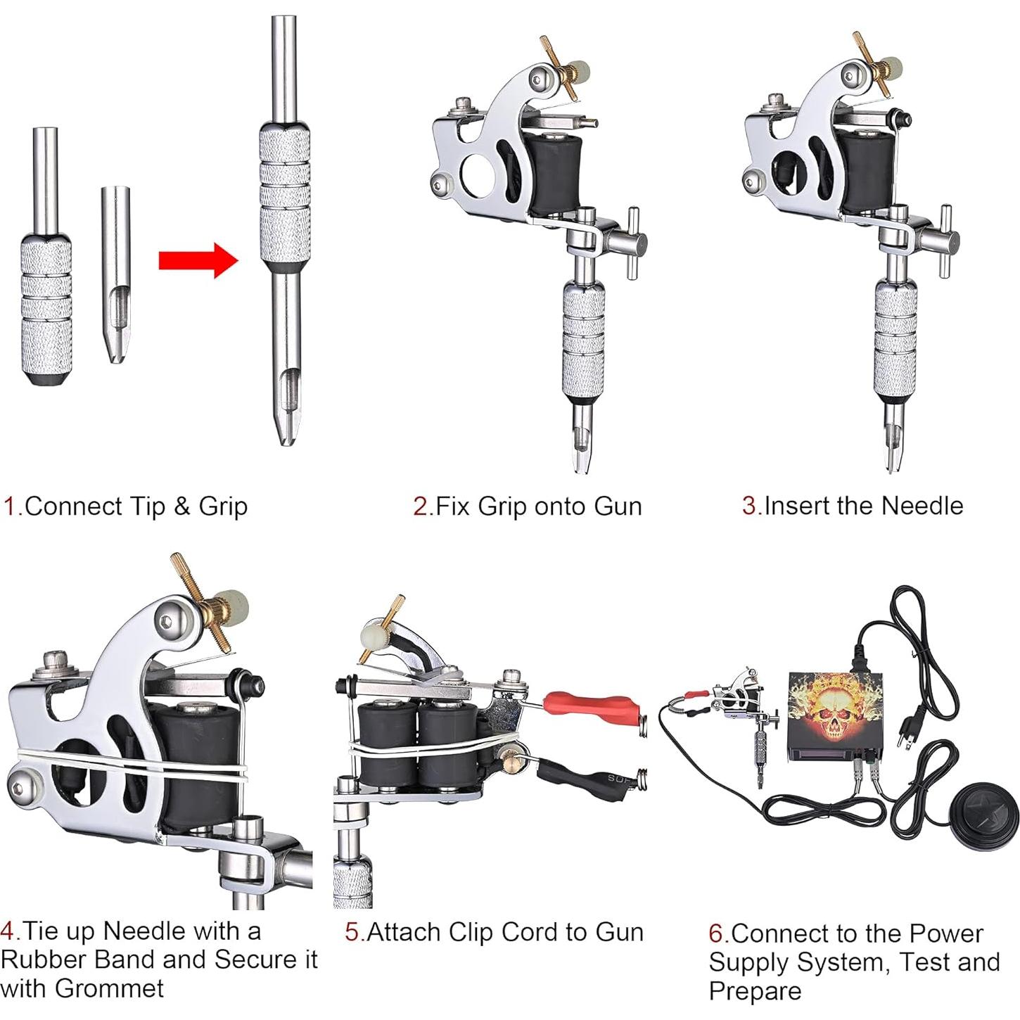 Kit Completo de Tatuaje AW - 2 Pistolas, 54 Tintas, Estuche
