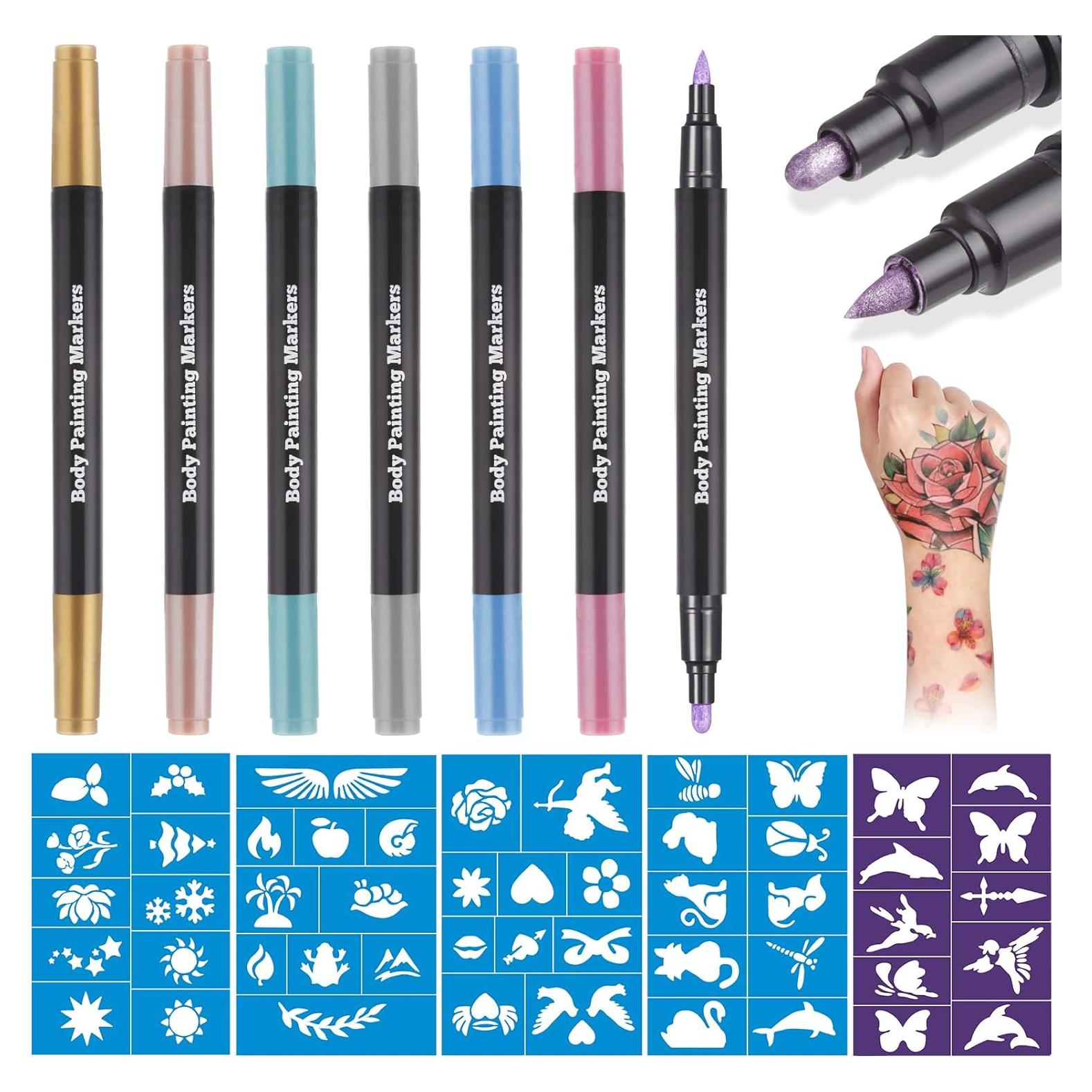 Marcadores de Tatuajes Temporales Lictin 7 Colores Doble Punta