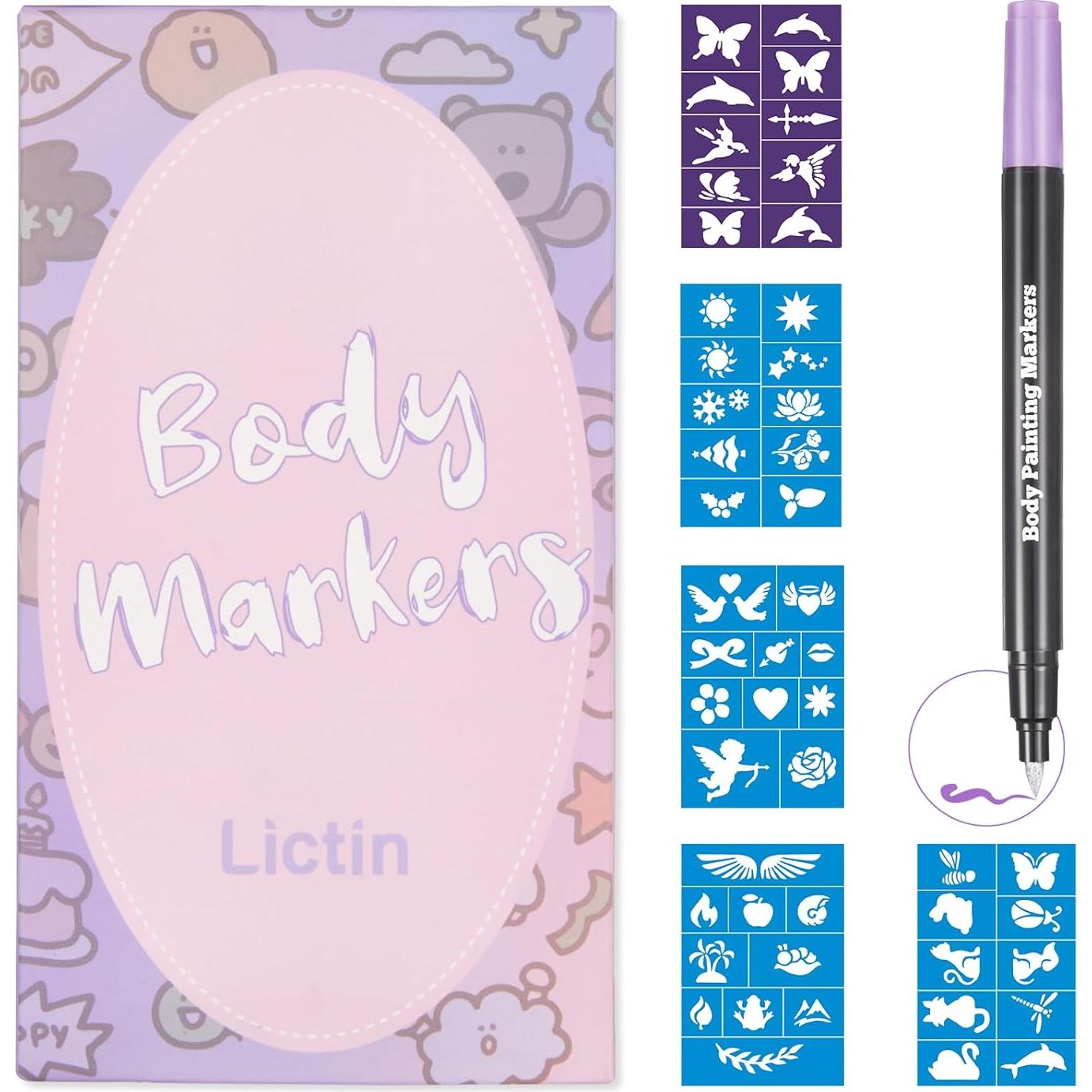 Marcadores de Tatuajes Temporales Lictin 7 Colores Doble Punta