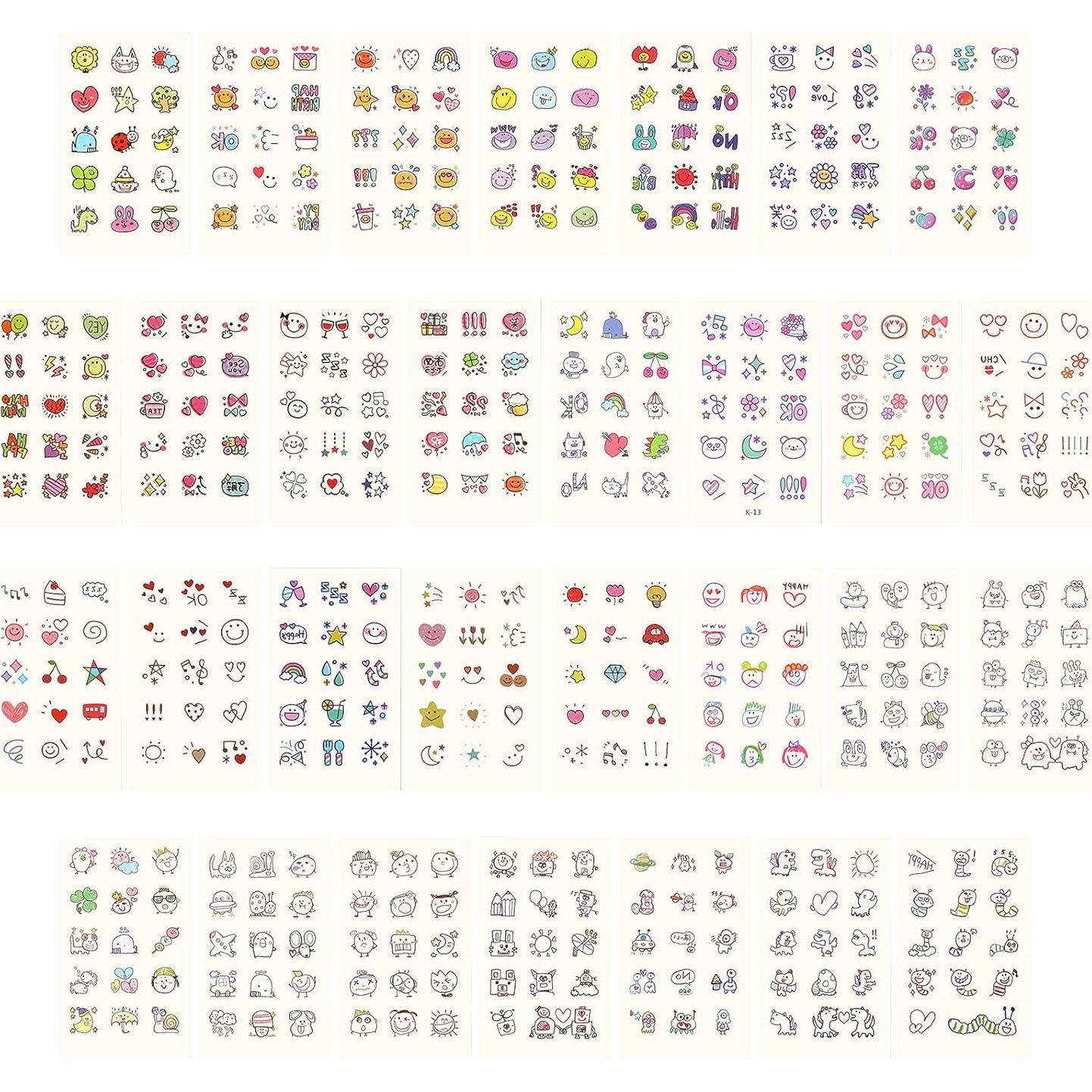 Tatuajes Temporales Metker 90 Hojas 1000 Patrones A Prueba de Agua