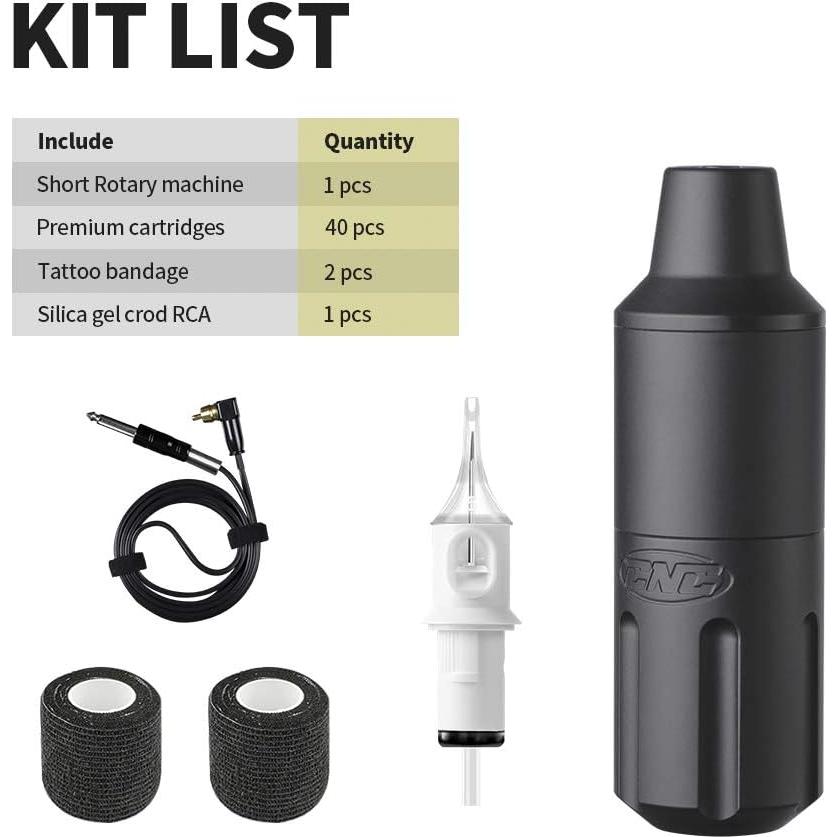 Máquina de Tatuaje Rotativa Hawink Short Pen + 40 Agujas