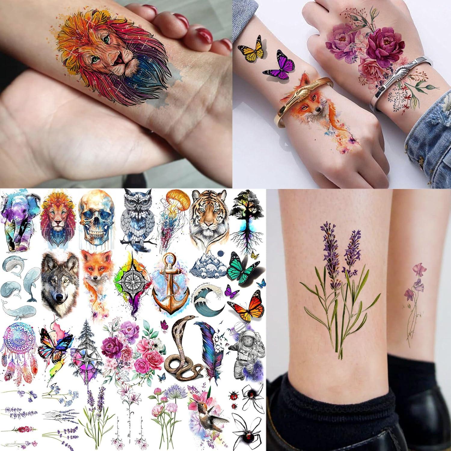 72 Tatuajes Temporales Acuarela Mariposas Toneoldshu